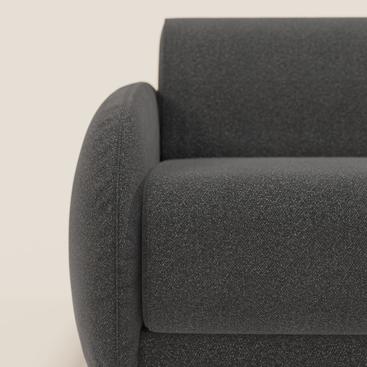 Giglio divano letto angolare con materasso alto 18 cm e penisola contenitore in morbido bouclé impermeabile T07 - divitt.sbs