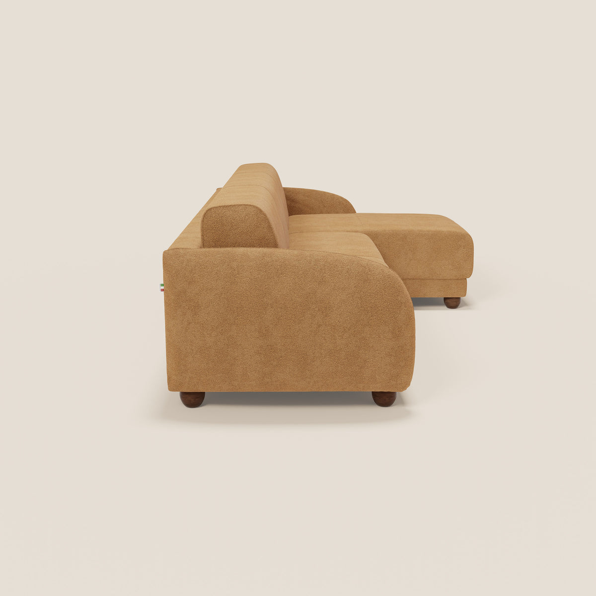 Giglio divano letto angolare con materasso alto 18 cm e penisola contenitore in morbido bouclé impermeabile T07 - divitt.sbs