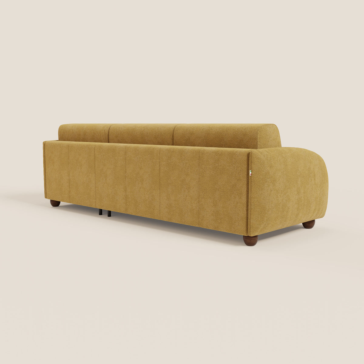 Giglio divano letto angolare con materasso alto 18 cm e penisola contenitore in morbido bouclé impermeabile T07 - divitt.sbs