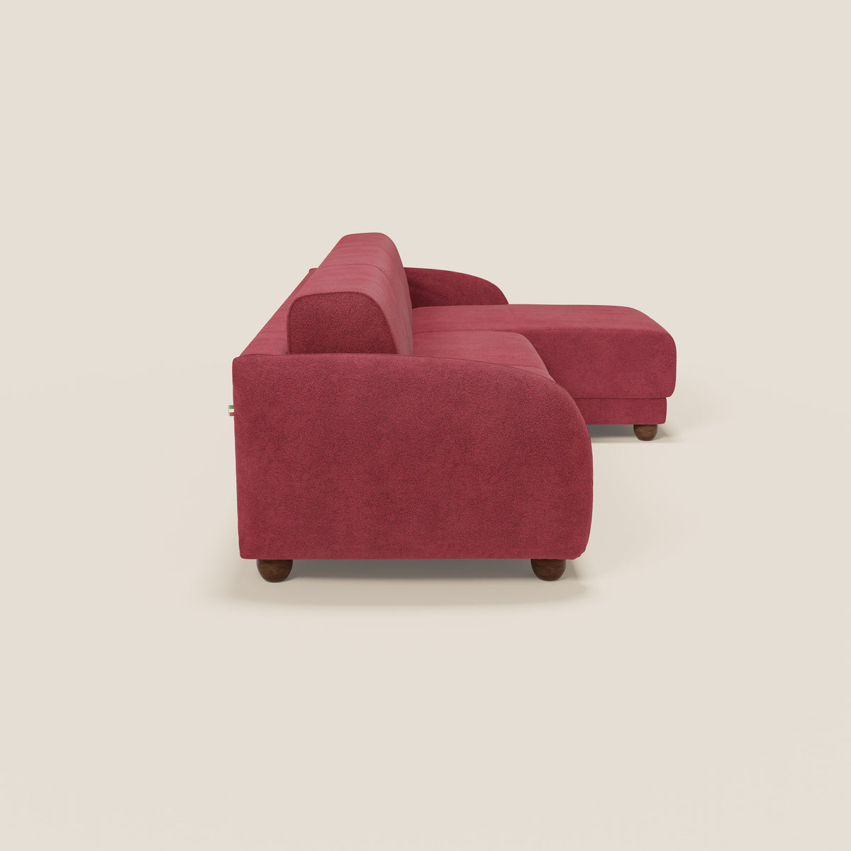 Giglio divano letto angolare con materasso alto 18 cm e penisola contenitore in morbido bouclé impermeabile T07 - divitt.sbs