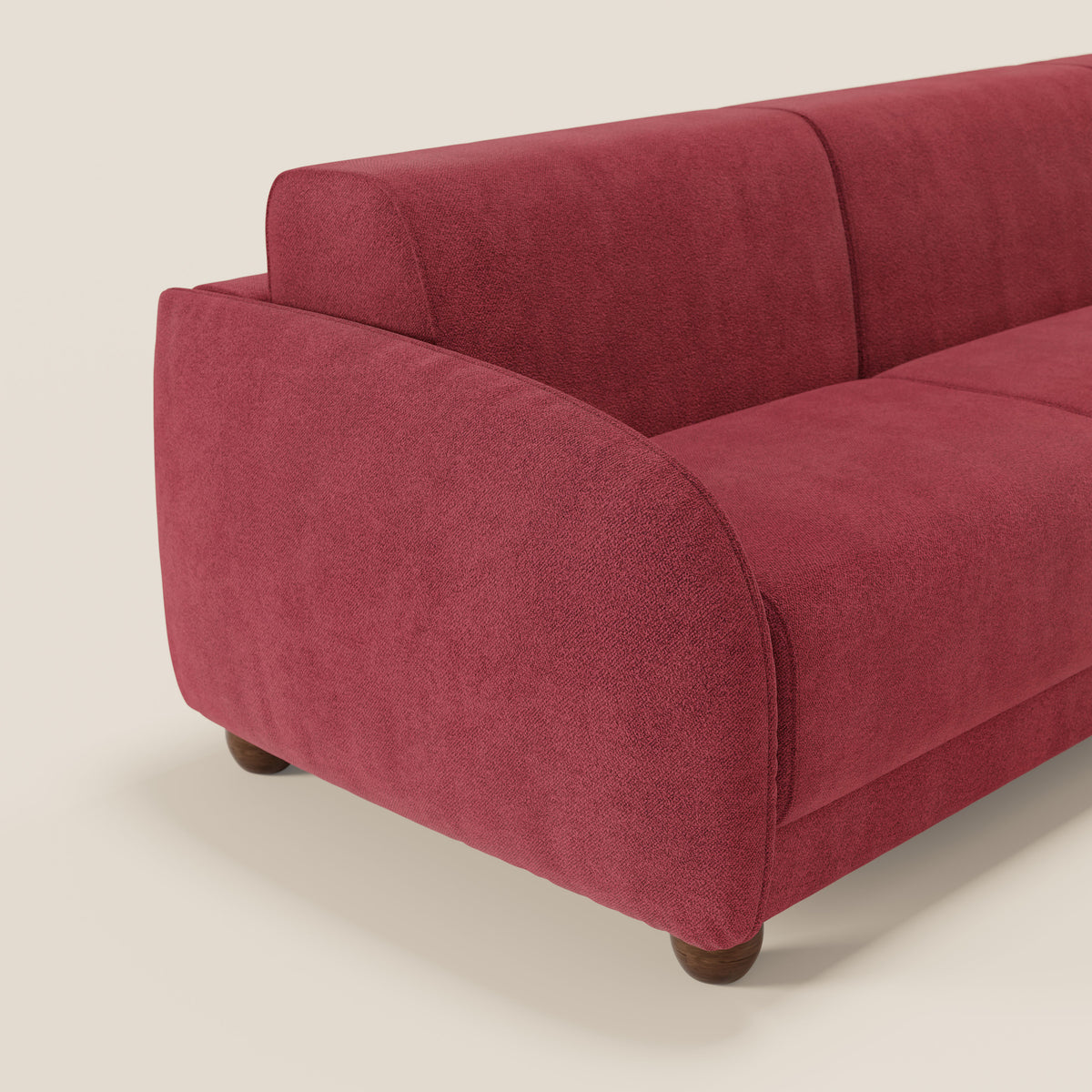 Giglio divano letto angolare con materasso alto 18 cm e penisola contenitore in morbido bouclé impermeabile T07 - divitt.sbs