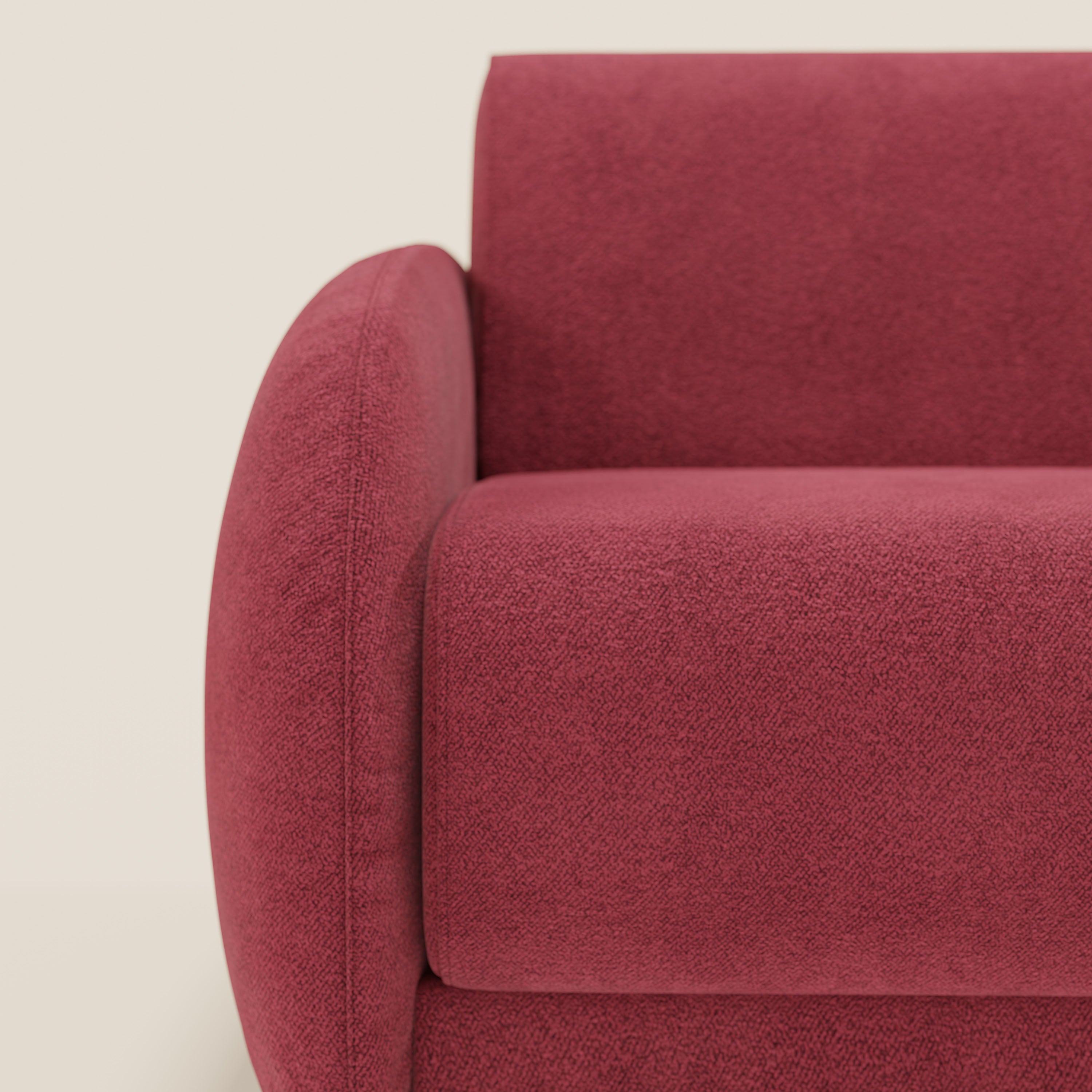 Giglio divano letto angolare con materasso alto 18 cm e penisola contenitore in morbido bouclé impermeabile T07 - divitt.sbs