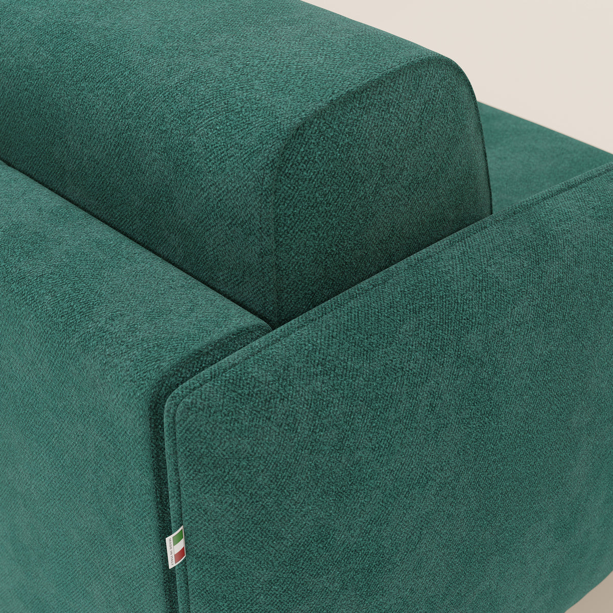 Giglio divano letto angolare con materasso alto 18 cm e penisola contenitore in morbido bouclé impermeabile T07 - divitt.sbs
