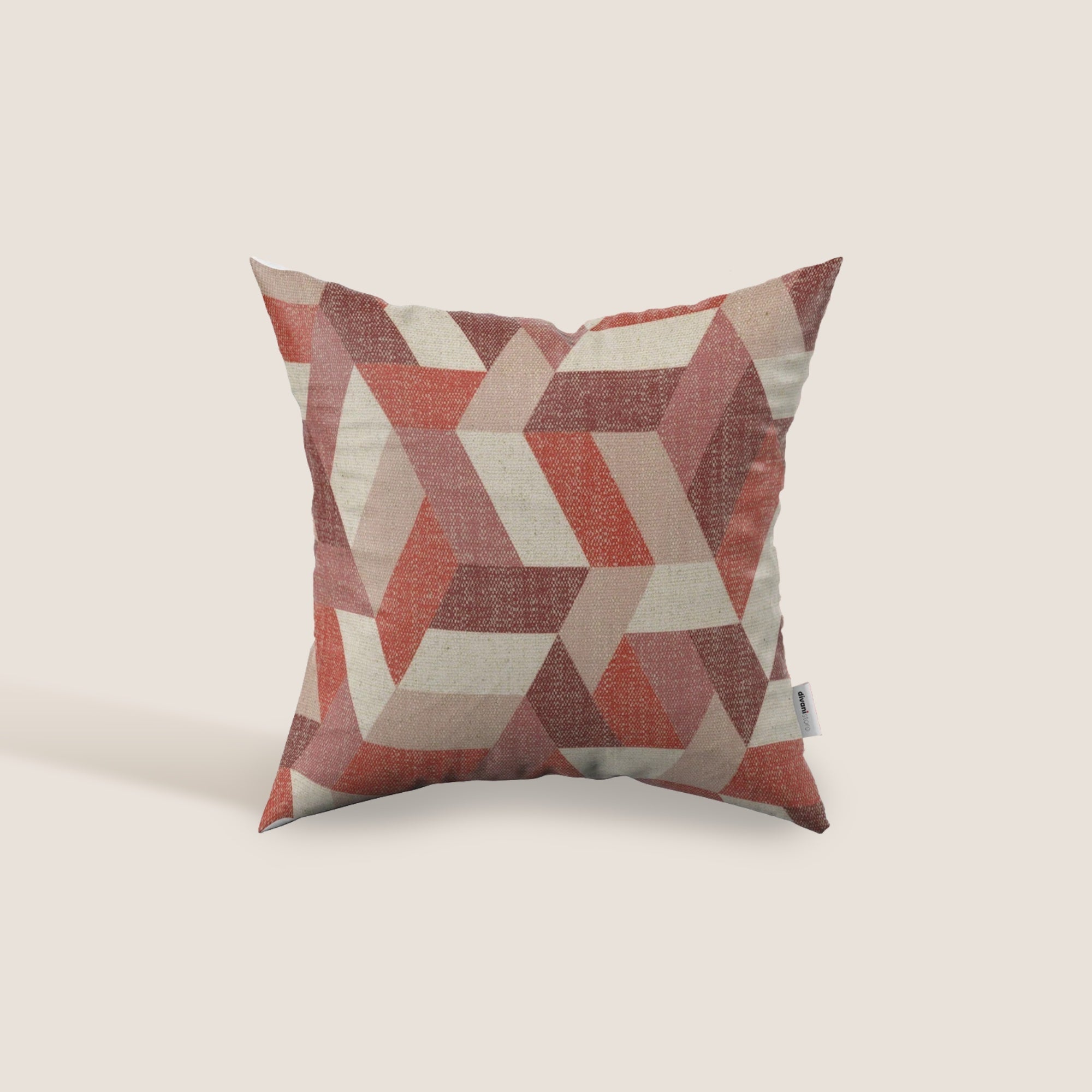 Unreal cuscini a fantasia geometriche in tessuto idrorepellente disponibile in diverse colorazioni rosso - divitt.sbs