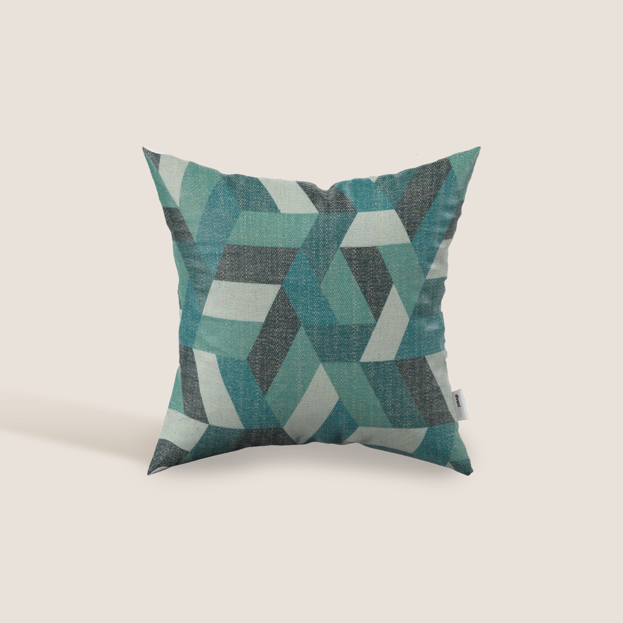 Unreal cuscini a fantasia geometriche in tessuto idrorepellente disponibile in diverse colorazioni verde acqua - divitt.sbs