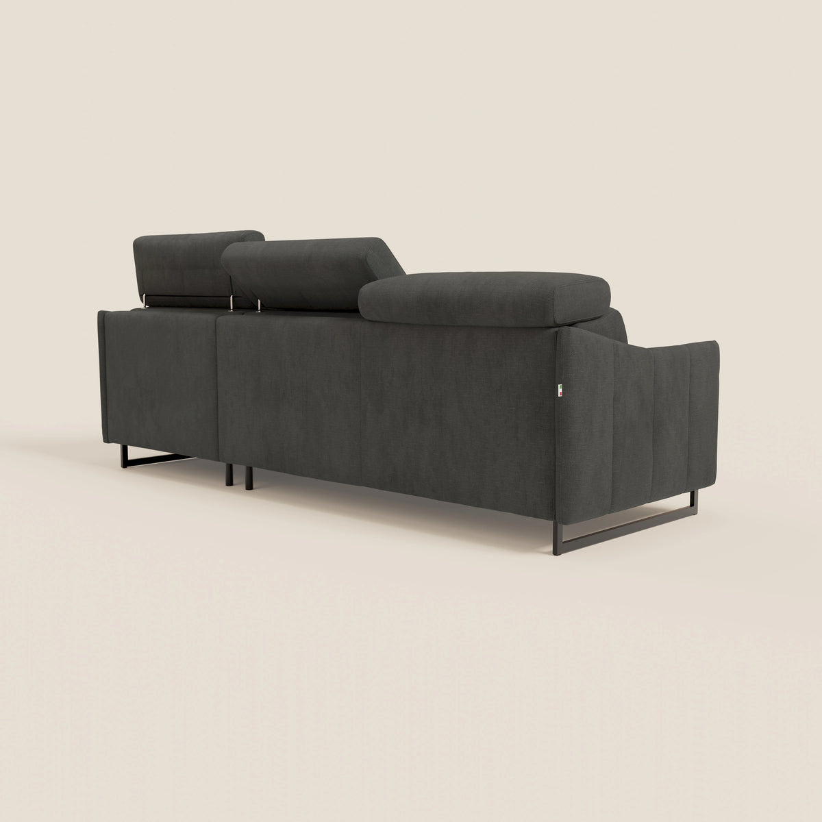 Loto Divano Letto Angolare con Penisola contenitore, Poggiatesta, Materasso Alto H18 in morbido tessuto impermeabile T14 antracite - divitt.sbs