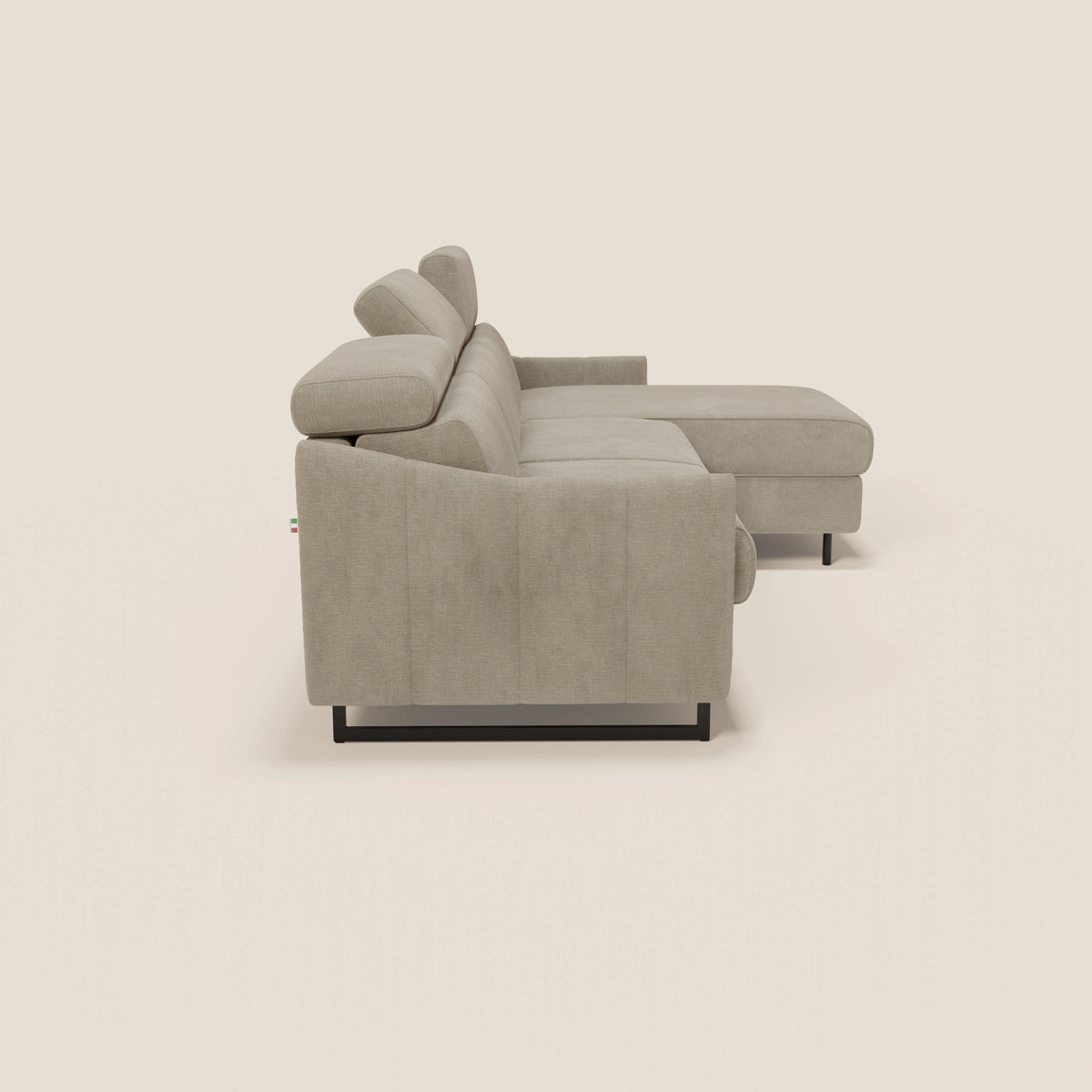 Loto Divano Letto Angolare con Penisola contenitore, Poggiatesta, Materasso Alto H18 in morbido tessuto impermeabile T14 - divitt.sbs