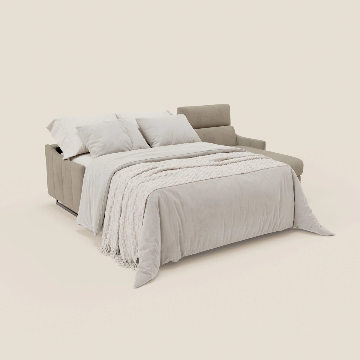 Loto Divano Letto Angolare con Penisola contenitore, Poggiatesta, Materasso Alto H18 in morbido tessuto impermeabile T14 - divitt.sbs