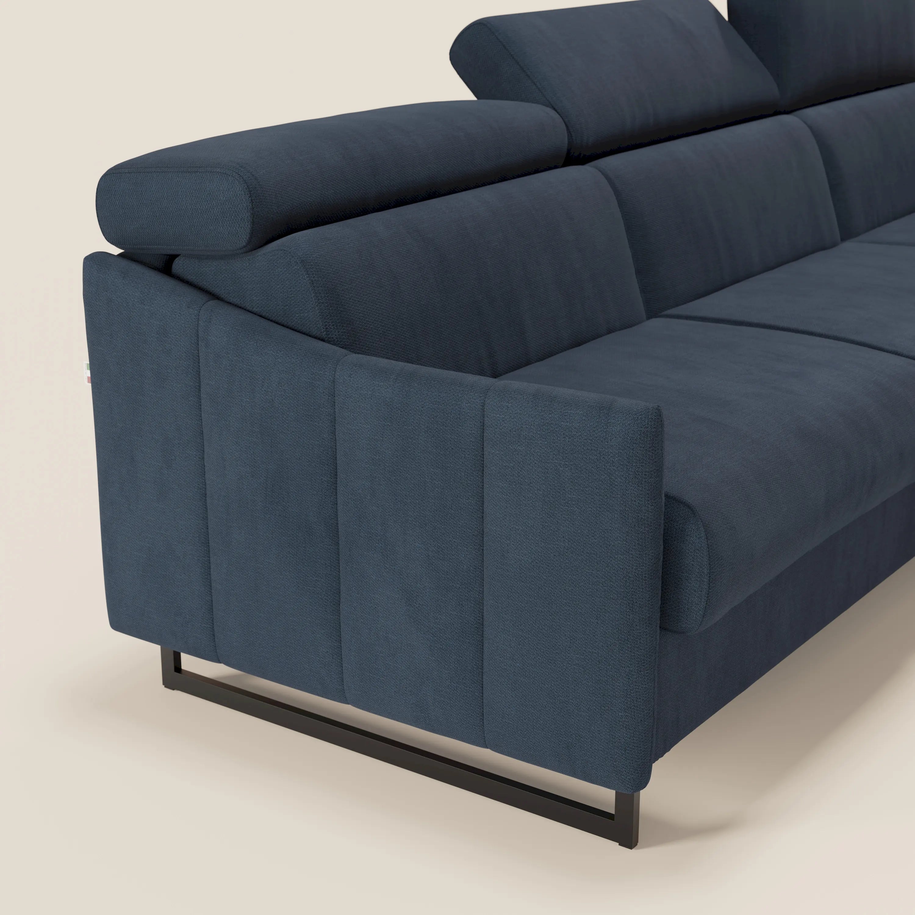 Loto Divano Letto Angolare con Penisola contenitore, Poggiatesta, Materasso Alto H18 in morbido tessuto impermeabile T14 - divitt.sbs