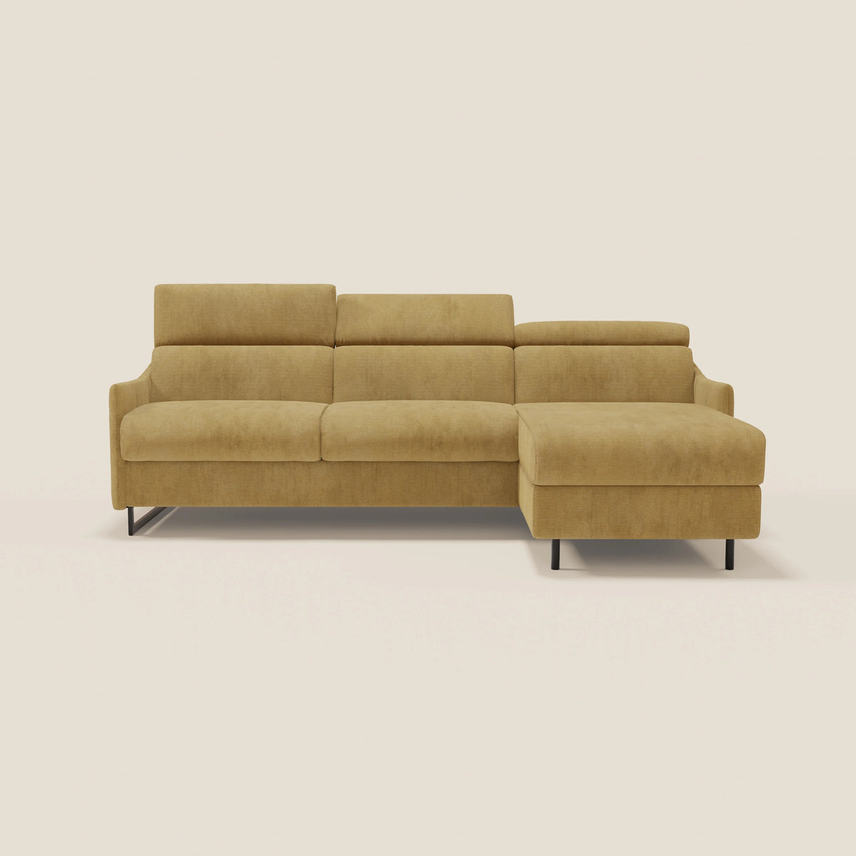 Loto Divano Letto Angolare con Penisola contenitore, Poggiatesta, Materasso Alto H18 in morbido tessuto impermeabile T14 - divitt.sbs