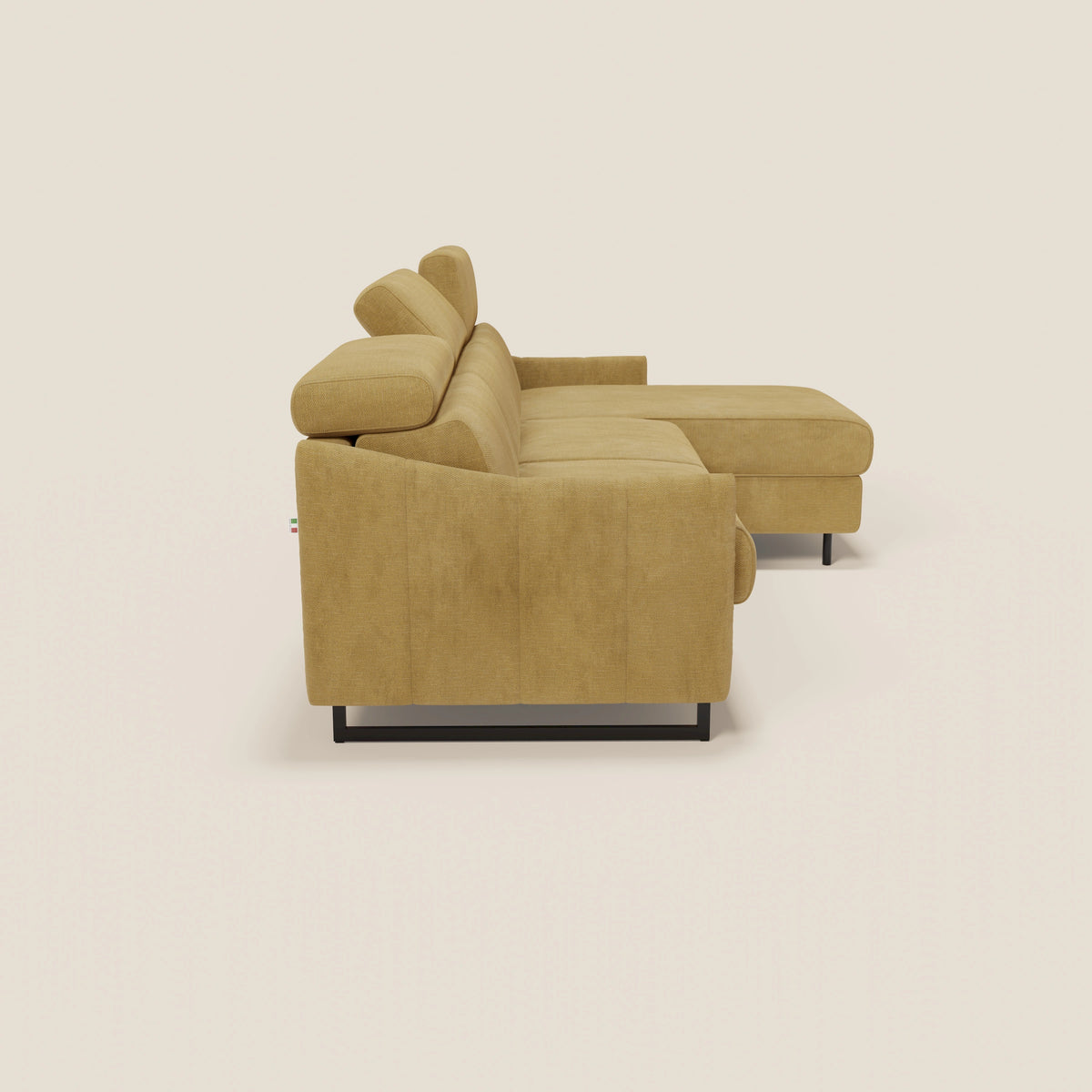 Loto Divano Letto Angolare con Penisola contenitore, Poggiatesta, Materasso Alto H18 in morbido tessuto impermeabile T14 - divitt.sbs