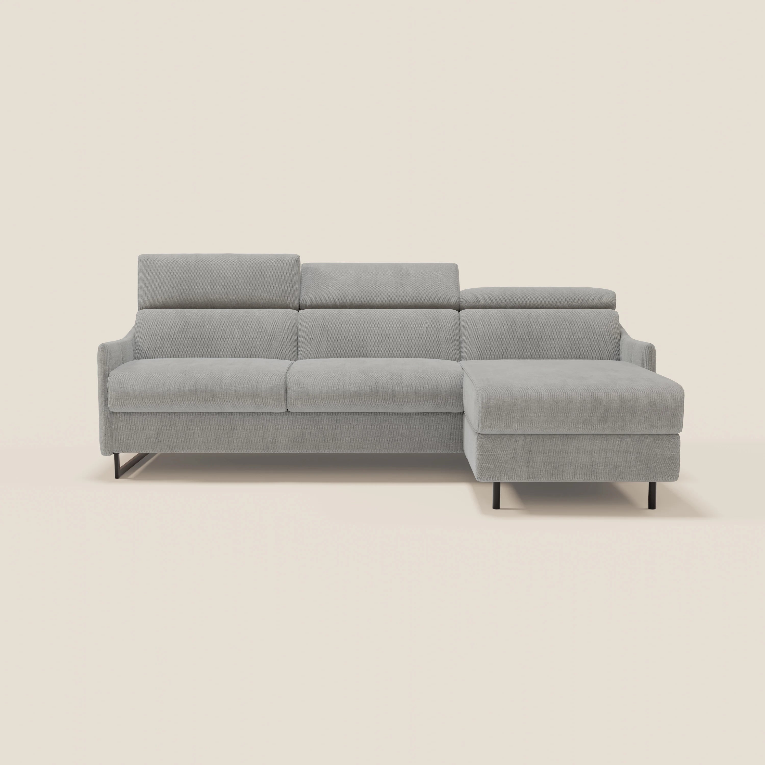 Loto Divano Letto Angolare con Penisola contenitore, Poggiatesta, Materasso Alto H18 in morbido tessuto impermeabile T14 - divitt.sbs