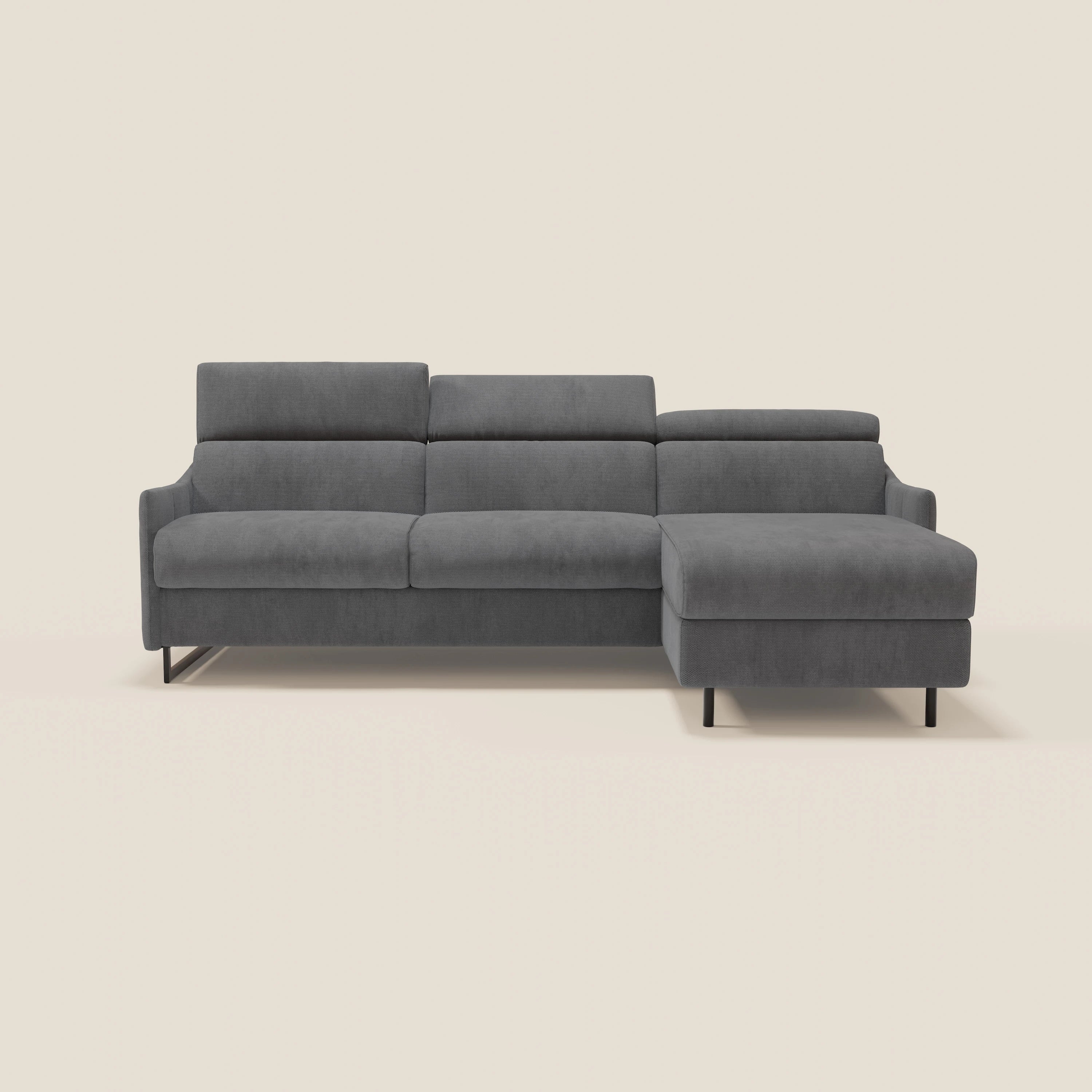 Loto Divano Letto Angolare con Penisola contenitore, Poggiatesta, Materasso Alto H18 in morbido tessuto impermeabile T14 - divitt.sbs