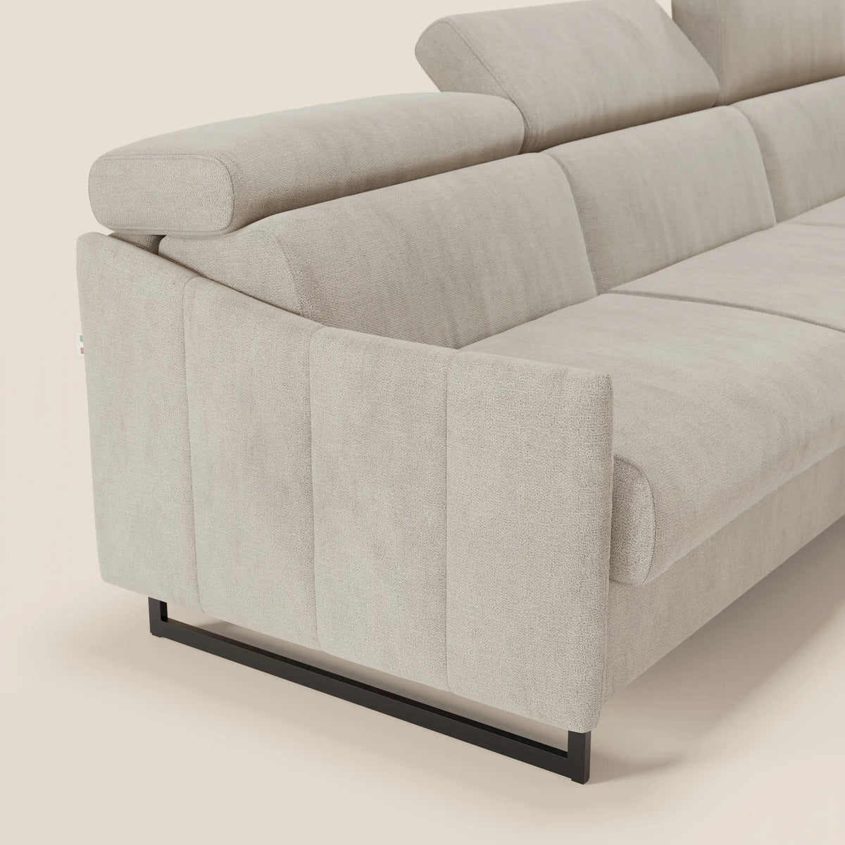 Loto Divano Letto Angolare con Penisola contenitore, Poggiatesta, Materasso Alto H18 in morbido tessuto impermeabile T14 - divitt.sbs