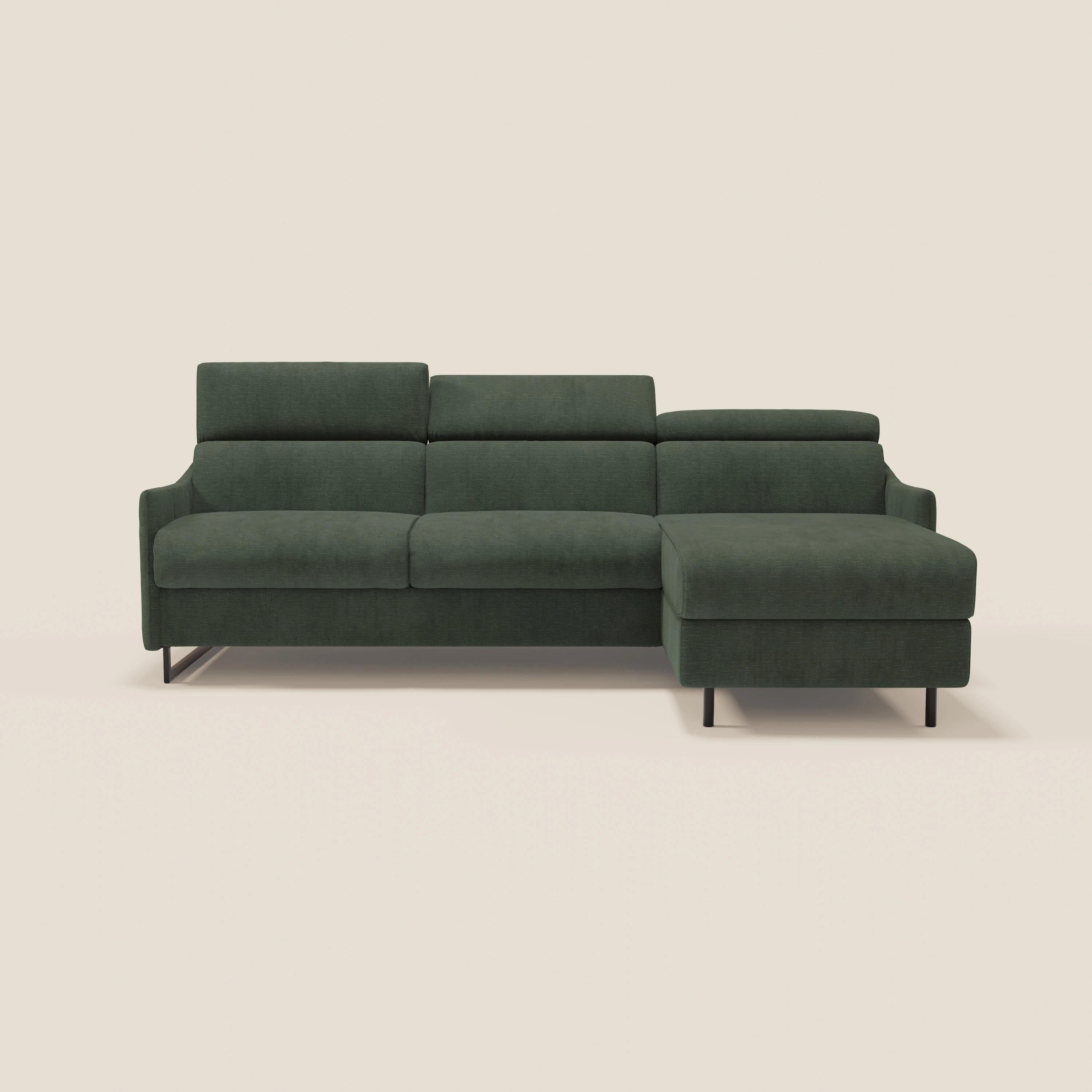 Loto Divano Letto Angolare con Penisola contenitore, Poggiatesta, Materasso Alto H18 in morbido tessuto impermeabile T14 - divitt.sbs