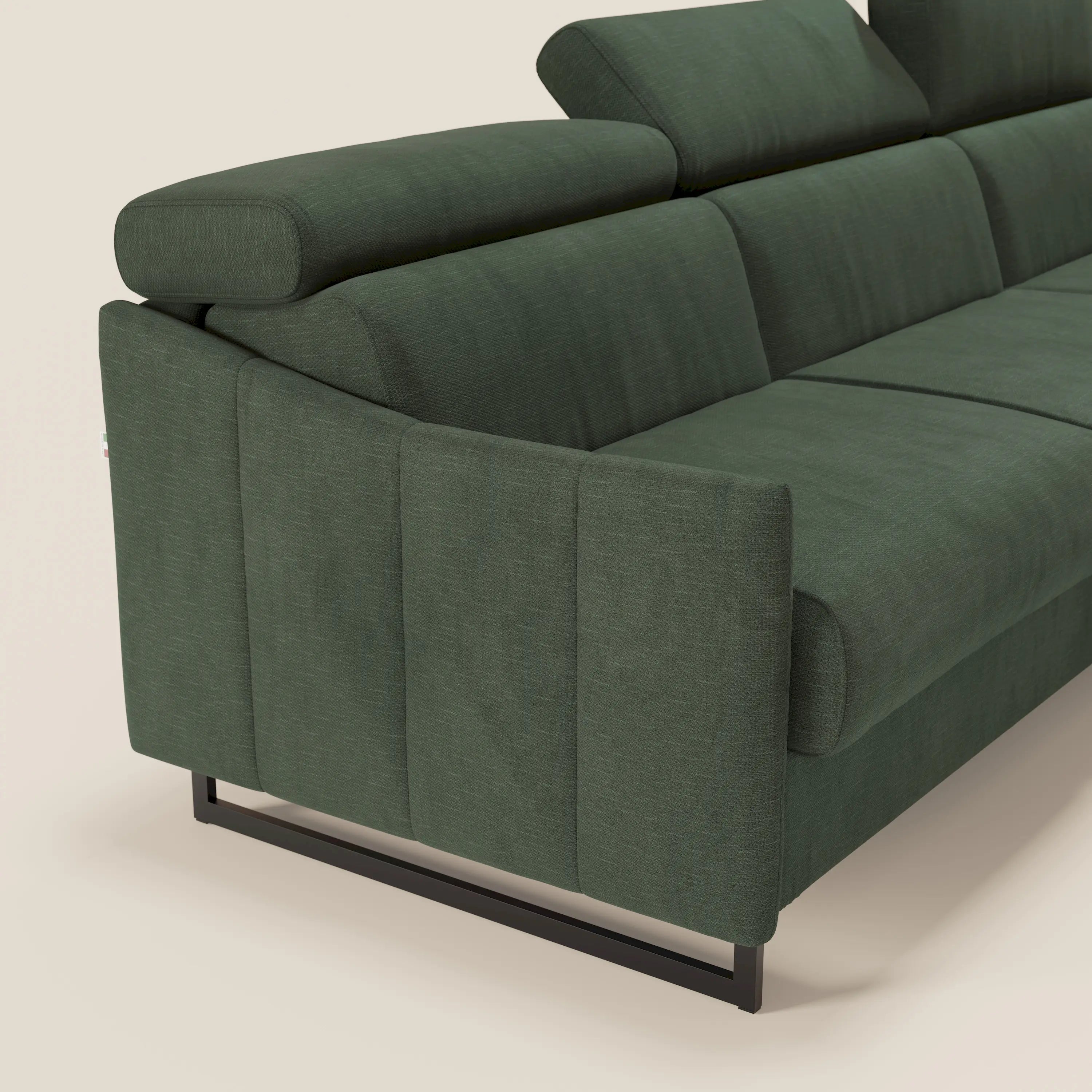 Loto Divano Letto Angolare con Penisola contenitore, Poggiatesta, Materasso Alto H18 in morbido tessuto impermeabile T14 - divitt.sbs