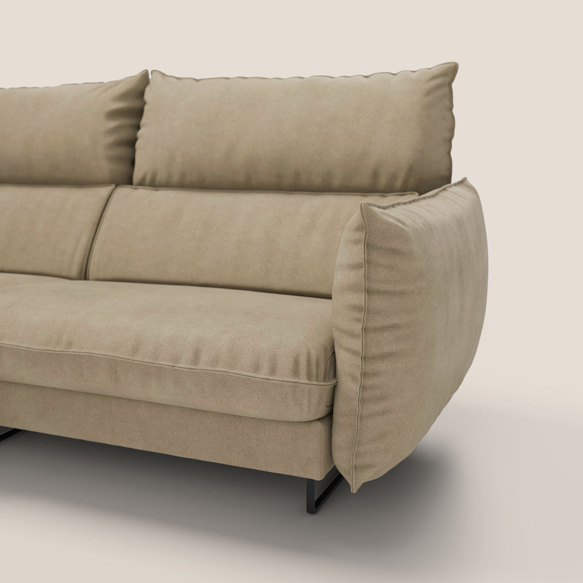 Monamour divano moderno angolare con opzione relax elettrico in microfibra smacchiabile impermeabile T11 beige - divitt.sbs