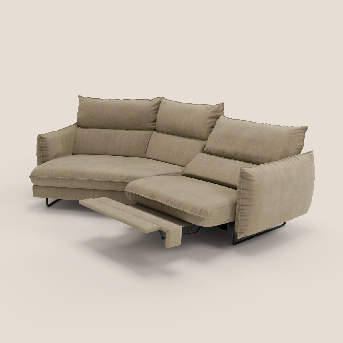 Monamour divano moderno angolare con opzione relax elettrico in microfibra smacchiabile impermeabile T11 beige - divitt.sbs