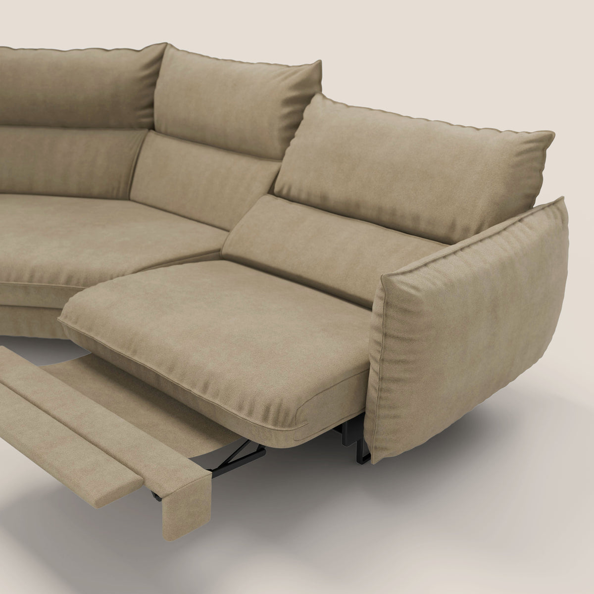 Monamour divano moderno angolare con opzione relax elettrico in microfibra smacchiabile impermeabile T11 beige - divitt.sbs