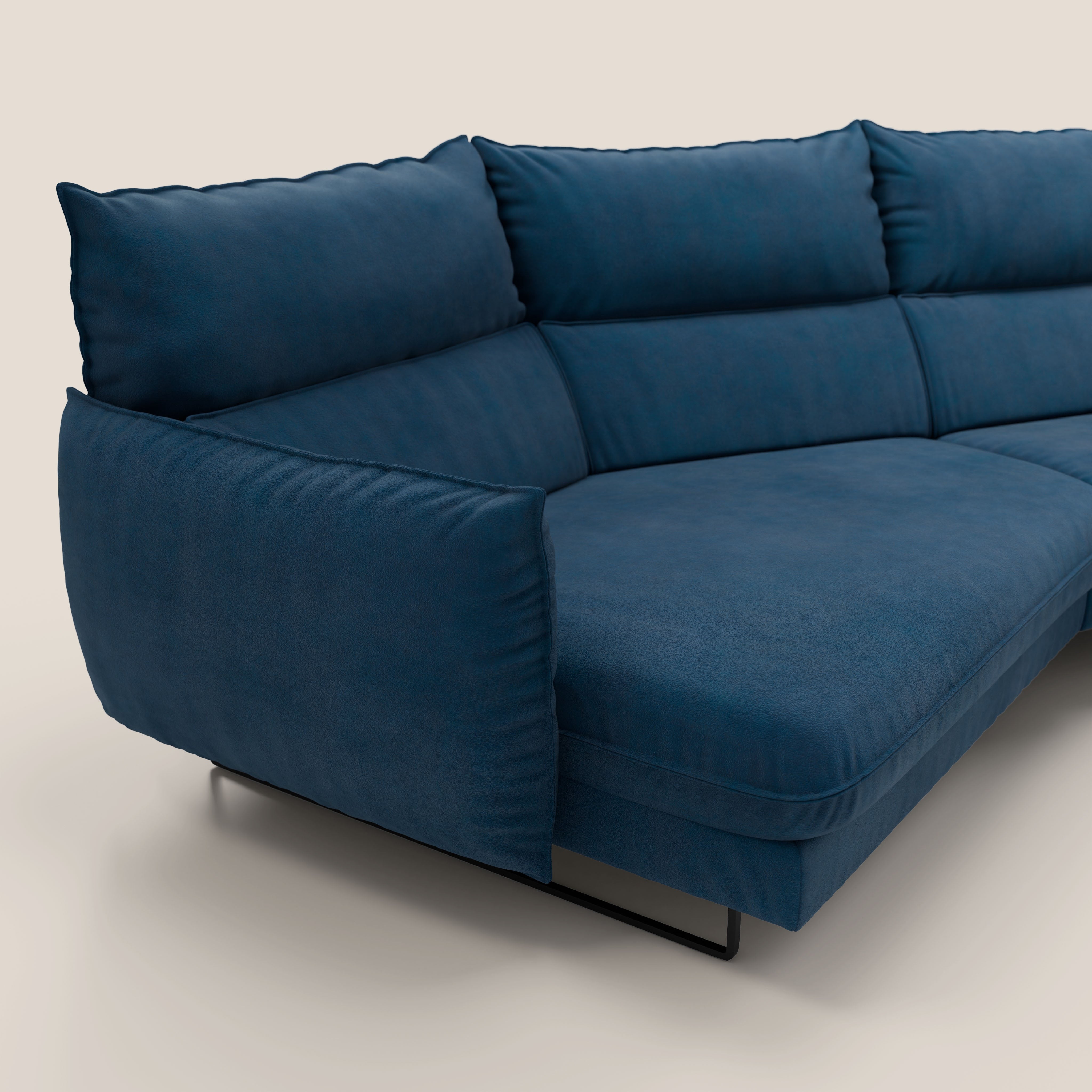 Monamour divano moderno angolare con opzione relax elettrico in microfibra smacchiabile impermeabile T11 blu - divitt.sbs