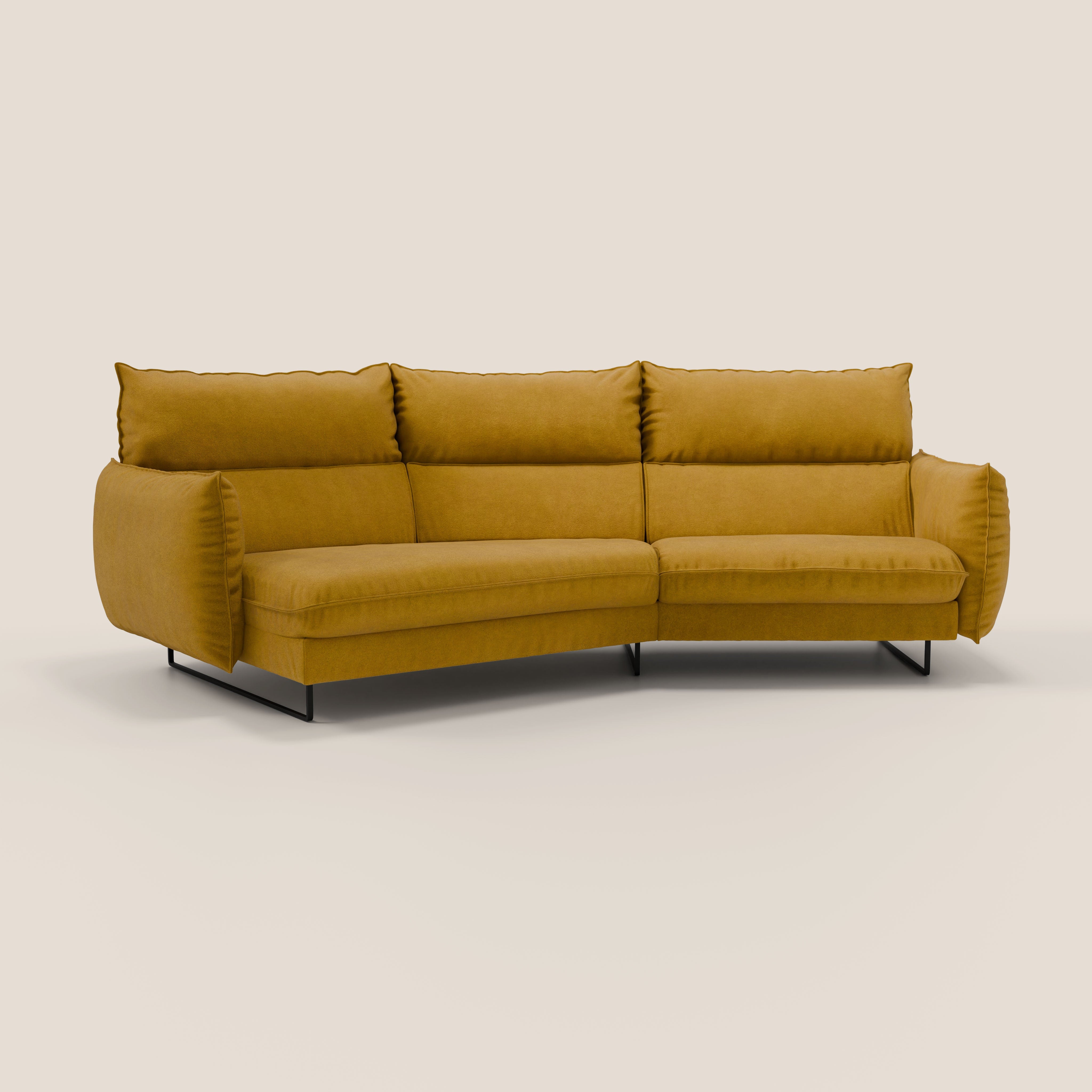 Monamour divano moderno angolare con opzione relax elettrico in microfibra smacchiabile impermeabile T11 giallo - divitt.sbs