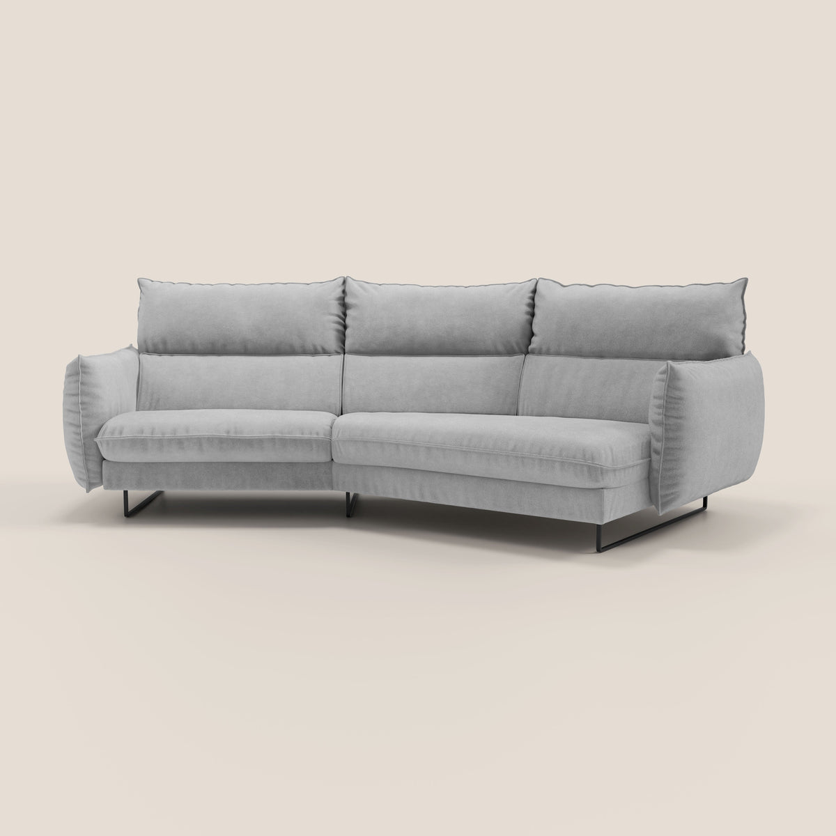 Monamour divano moderno angolare con opzione relax elettrico in microfibra smacchiabile impermeabile T11 grigio chiaro - divitt.sbs