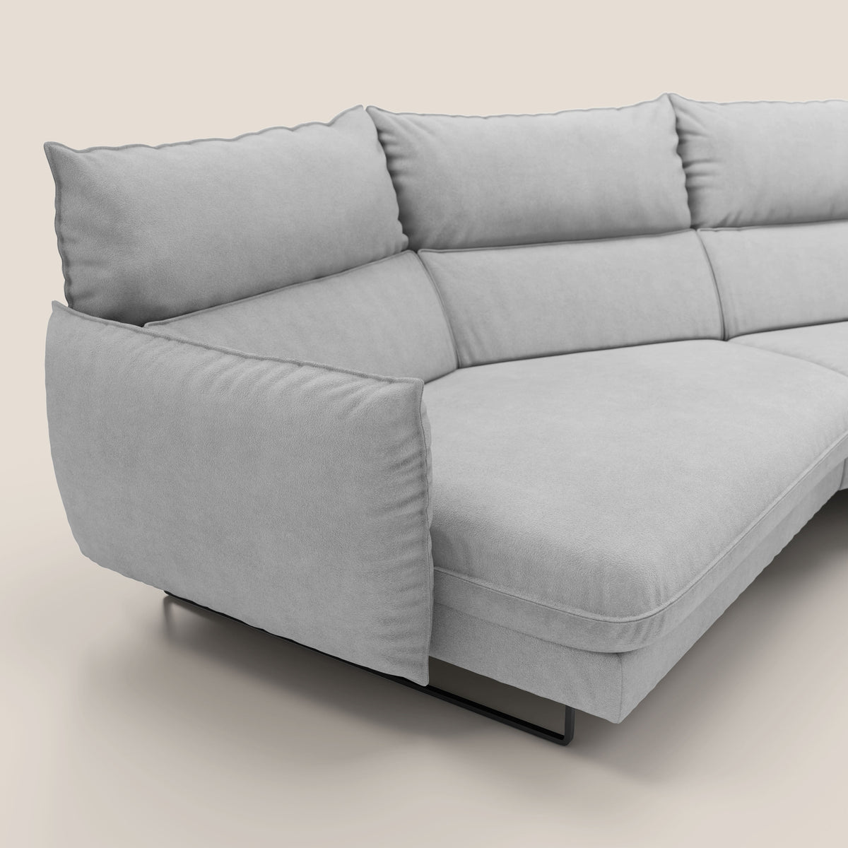 Monamour divano moderno angolare con opzione relax elettrico in microfibra smacchiabile impermeabile T11 grigio chiaro - divitt.sbs