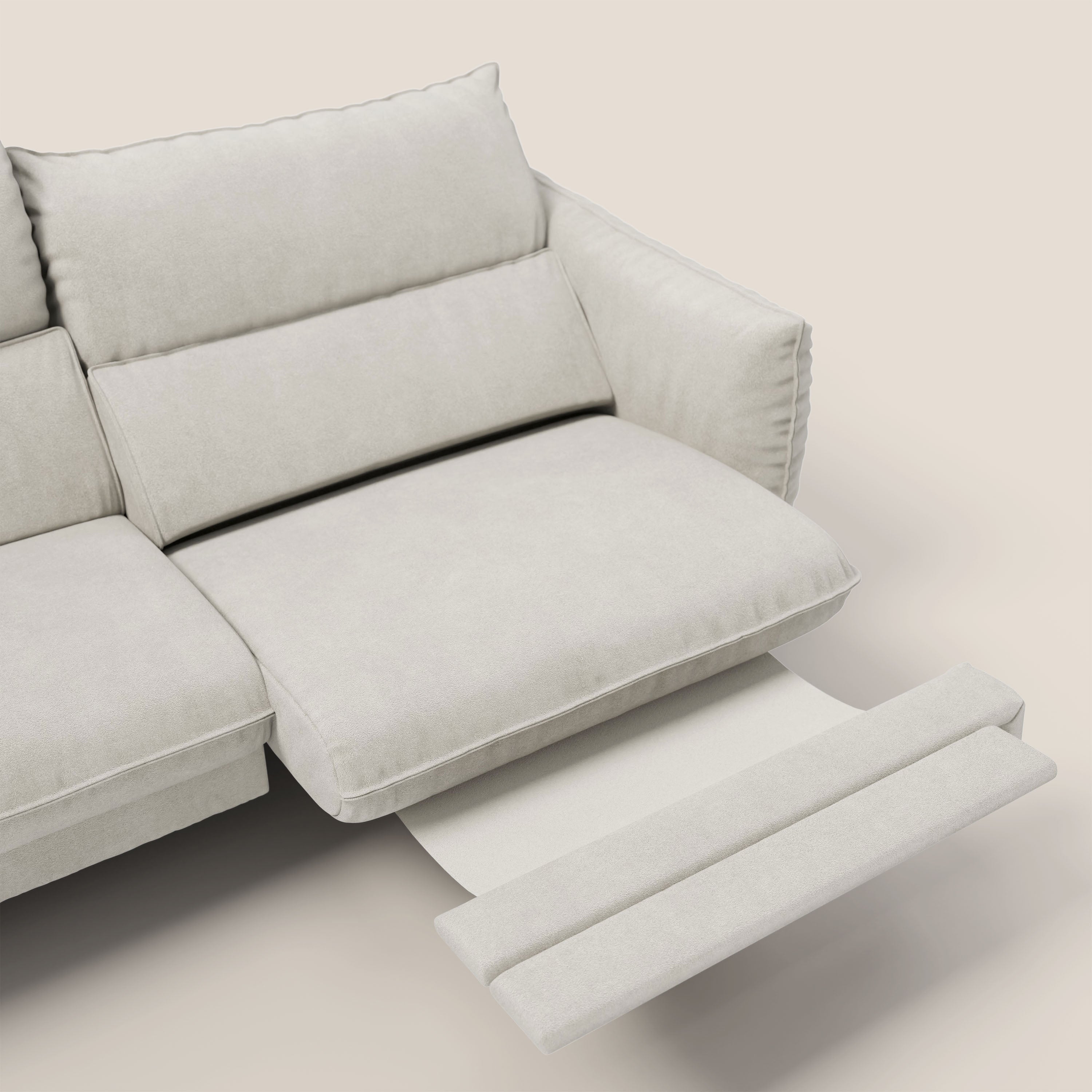 Monamour Divano dal design moderno con opzione relax elettrico in microfibra smacchiabile impermeabile T11 panna - divitt.sbs