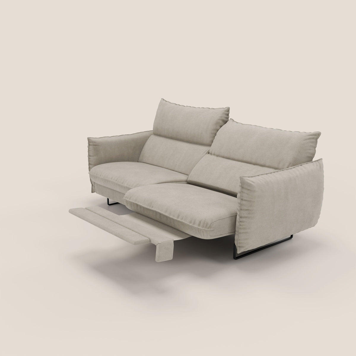 Monamour Divano dal design moderno con opzione relax elettrico in microfibra smacchiabile impermeabile T11 tortora - divitt.sbs