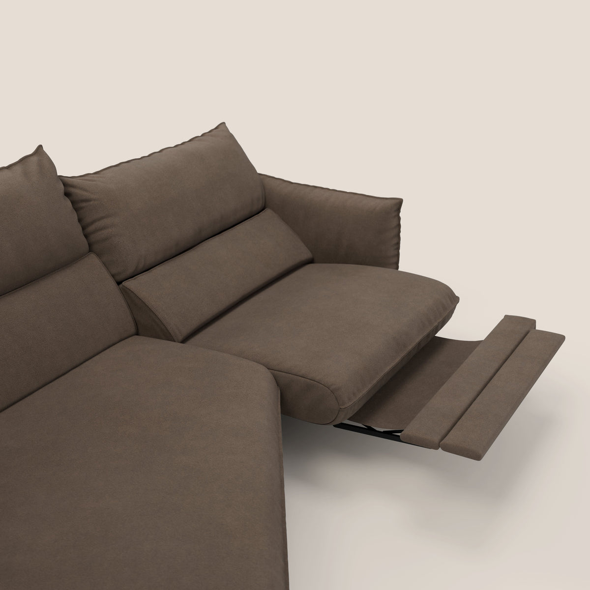 Monamour divano moderno angolare con opzione relax elettrico in microfibra smacchiabile impermeabile T11 marrone - divitt.sbs