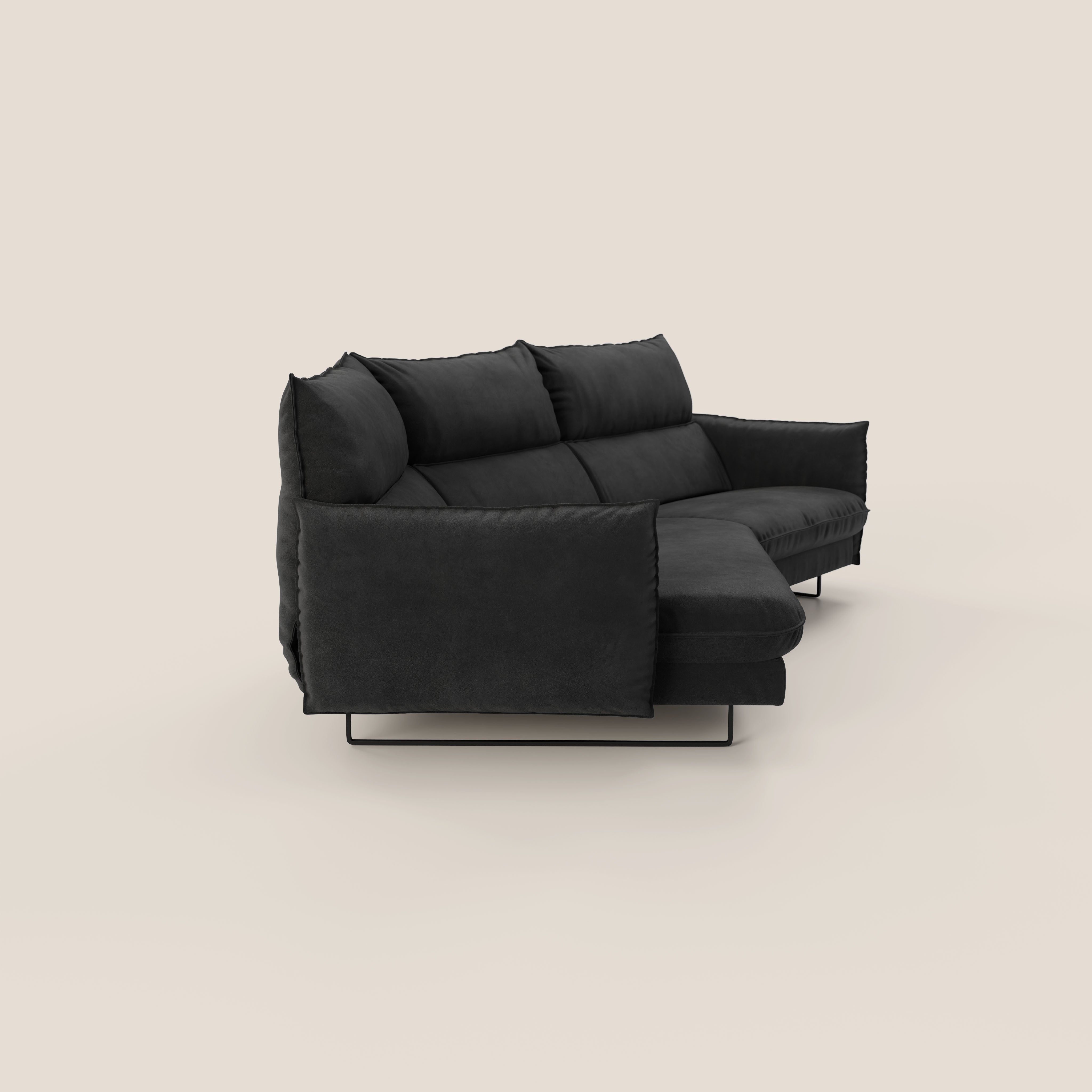 Monamour divano moderno angolare con opzione relax elettrico in microfibra smacchiabile impermeabile T11 nero - divitt.sbs