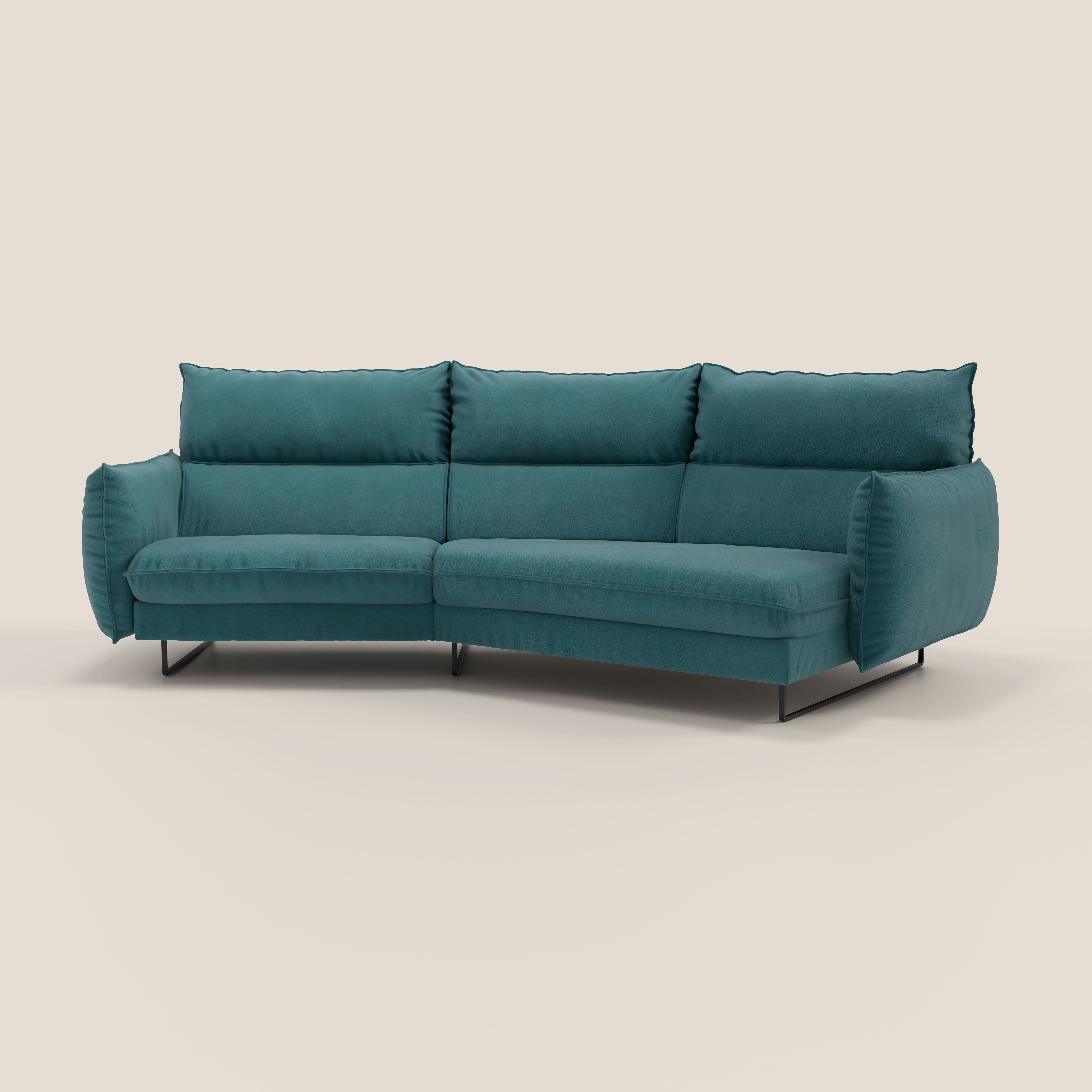 Monamour divano moderno angolare con opzione relax elettrico in microfibra smacchiabile impermeabile T11 petrolio - divitt.sbs