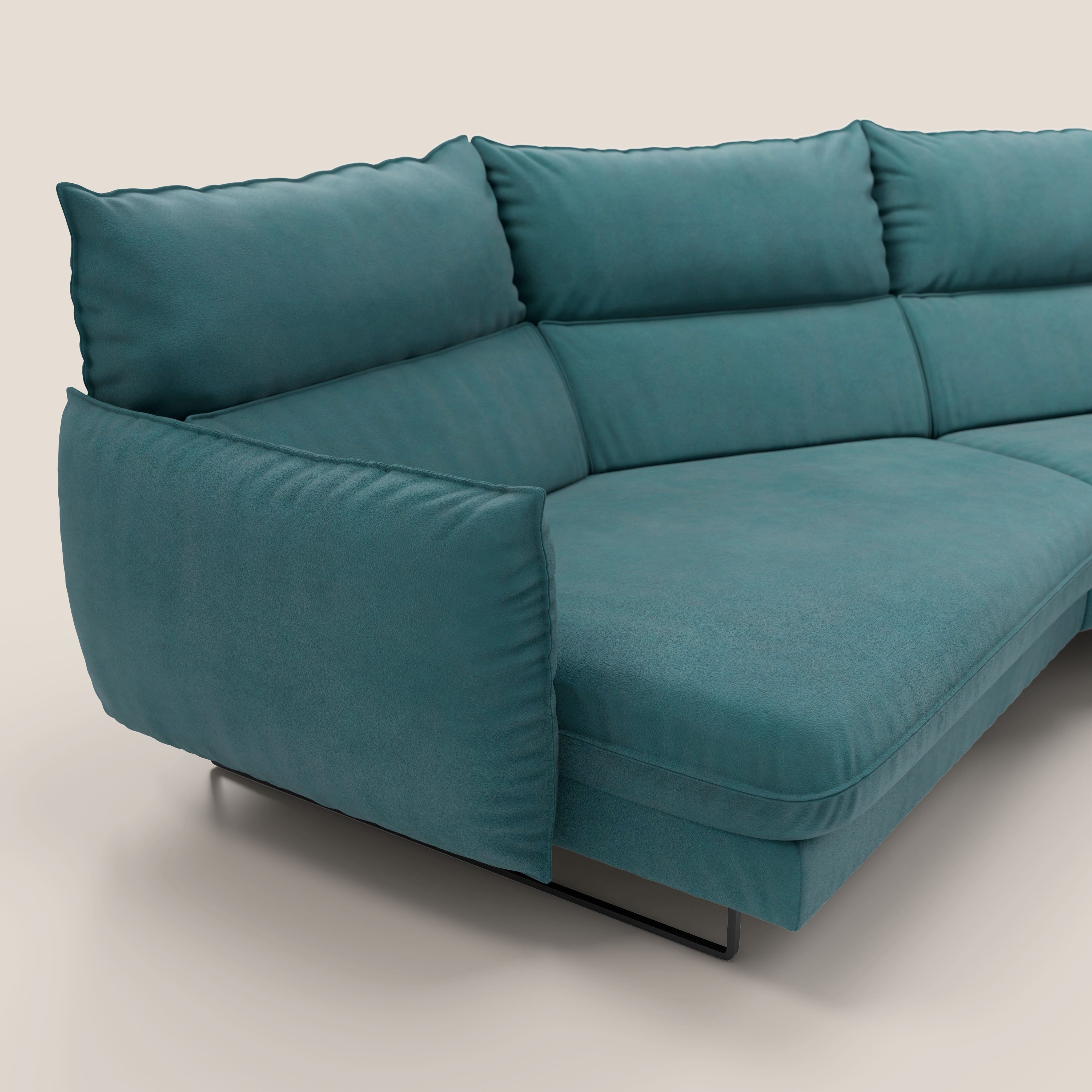 Monamour divano moderno angolare con opzione relax elettrico in microfibra smacchiabile impermeabile T11 petrolio - divitt.sbs