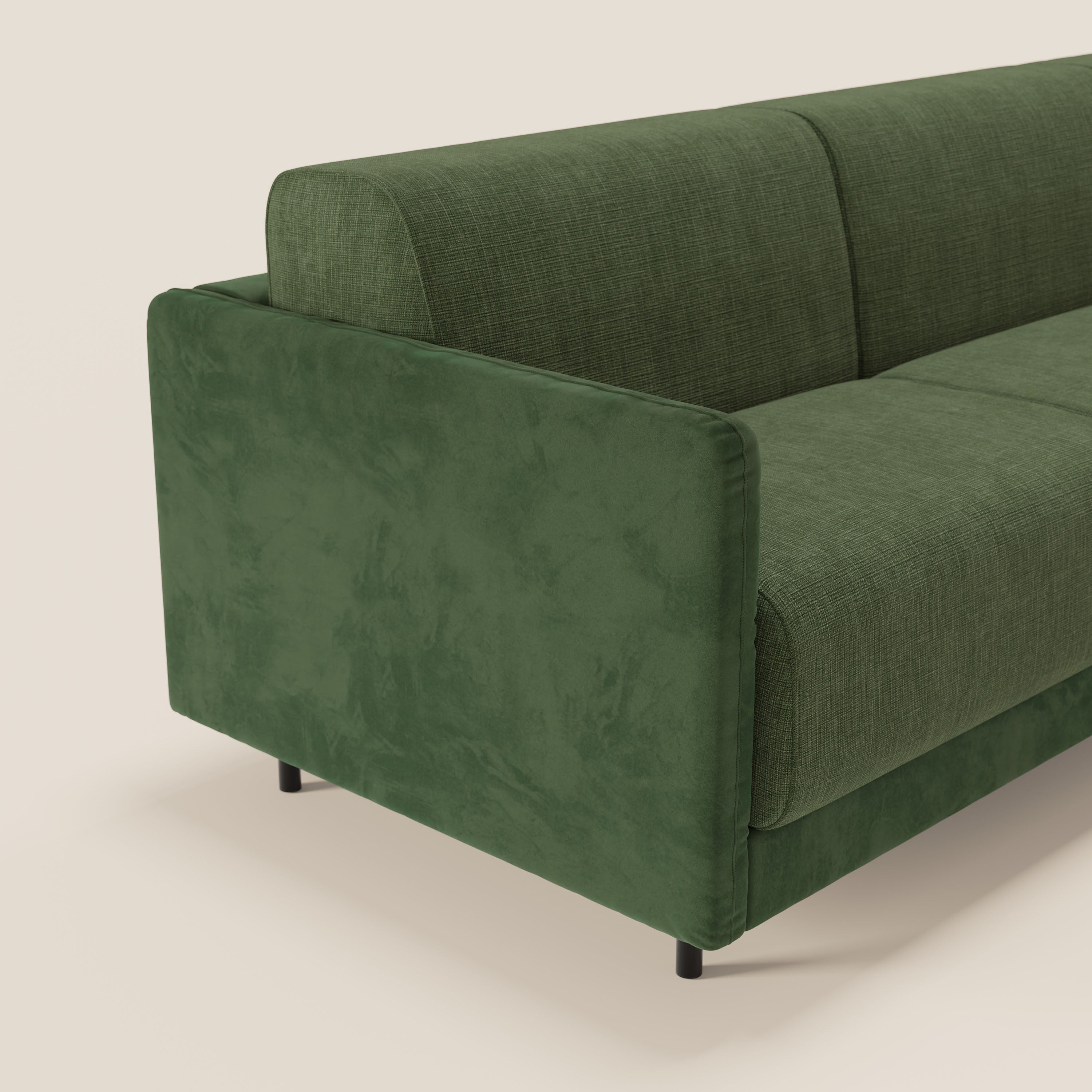 Narciso divano letto angolare con materasso alto 18 cm e penisola contenitore in tessuto bicolore impermeabile T11 e T06 - divitt.sbs