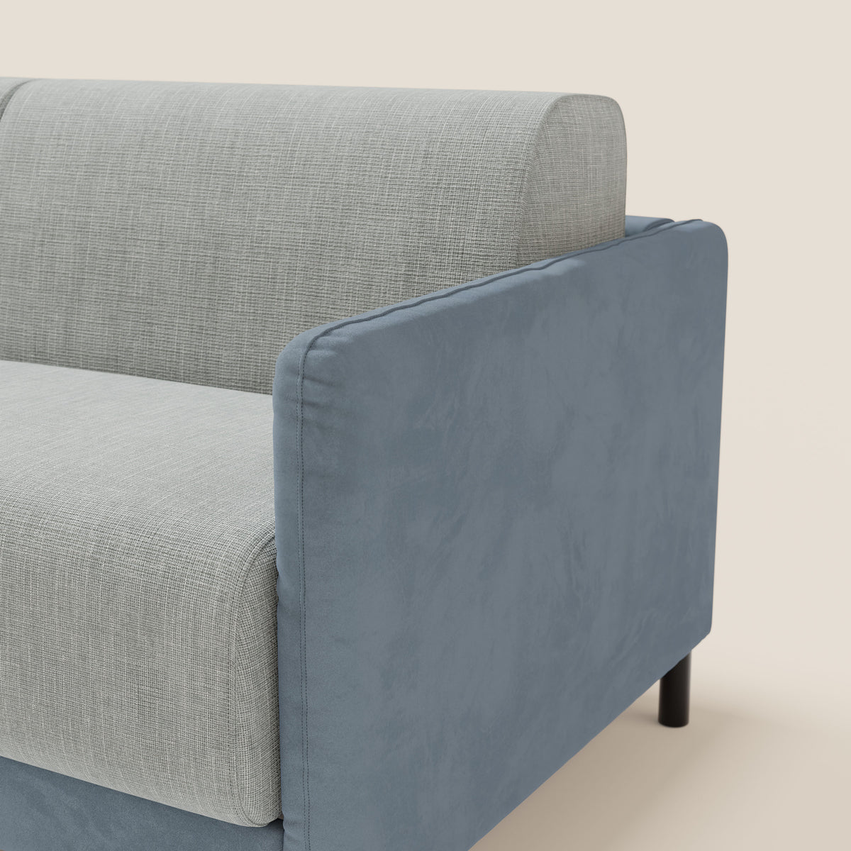 Narciso divano letto desing con materasso H18 cm bicolore con struttura in microfibra smacchiabile e imbottiture in elegante tessuto impermeabile T06 - divitt.sbs