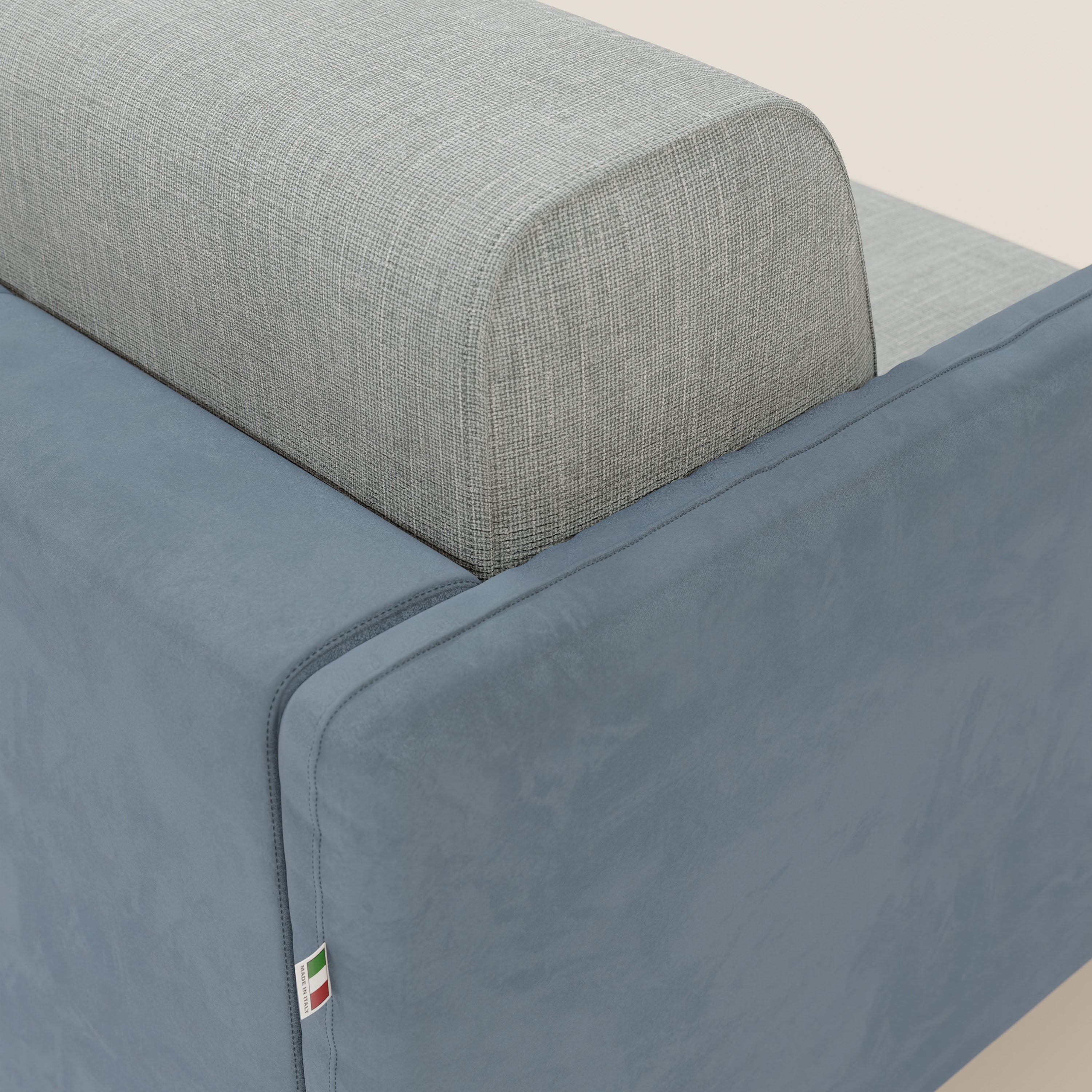 Narciso divano letto desing con materasso H18 cm bicolore con struttura in microfibra smacchiabile e imbottiture in elegante tessuto impermeabile T06 - divitt.sbs