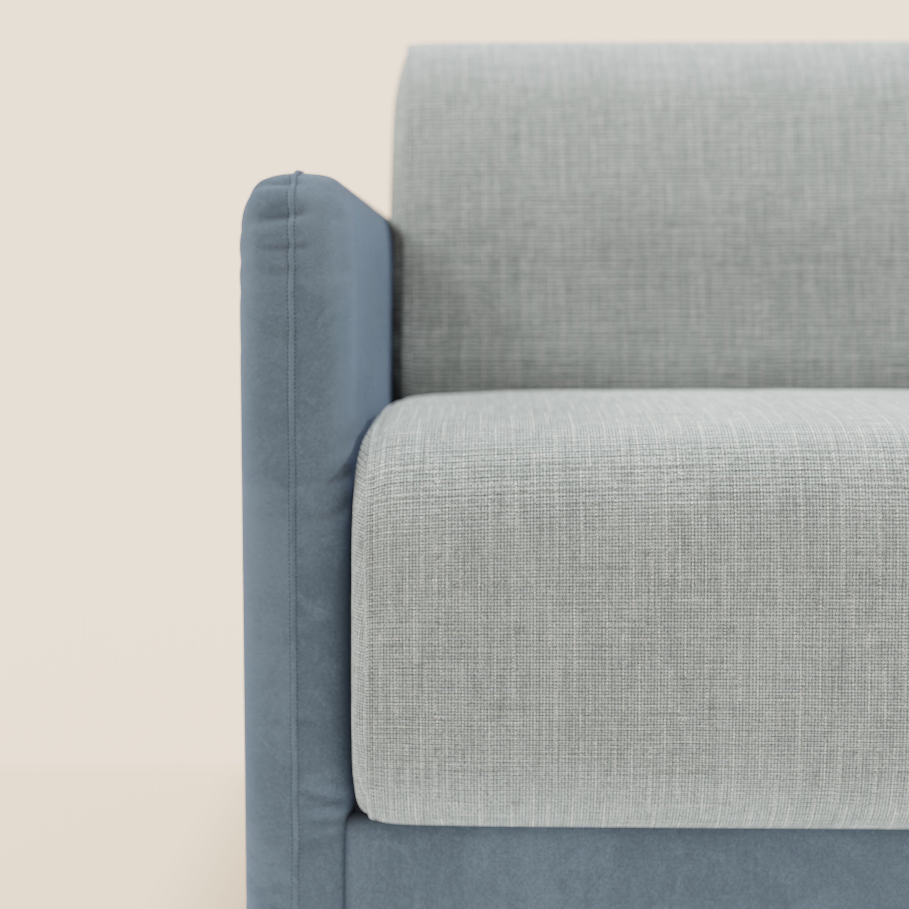 Narciso divano letto desing con materasso H18 cm bicolore con struttura in microfibra smacchiabile e imbottiture in elegante tessuto impermeabile T06 - divitt.sbs