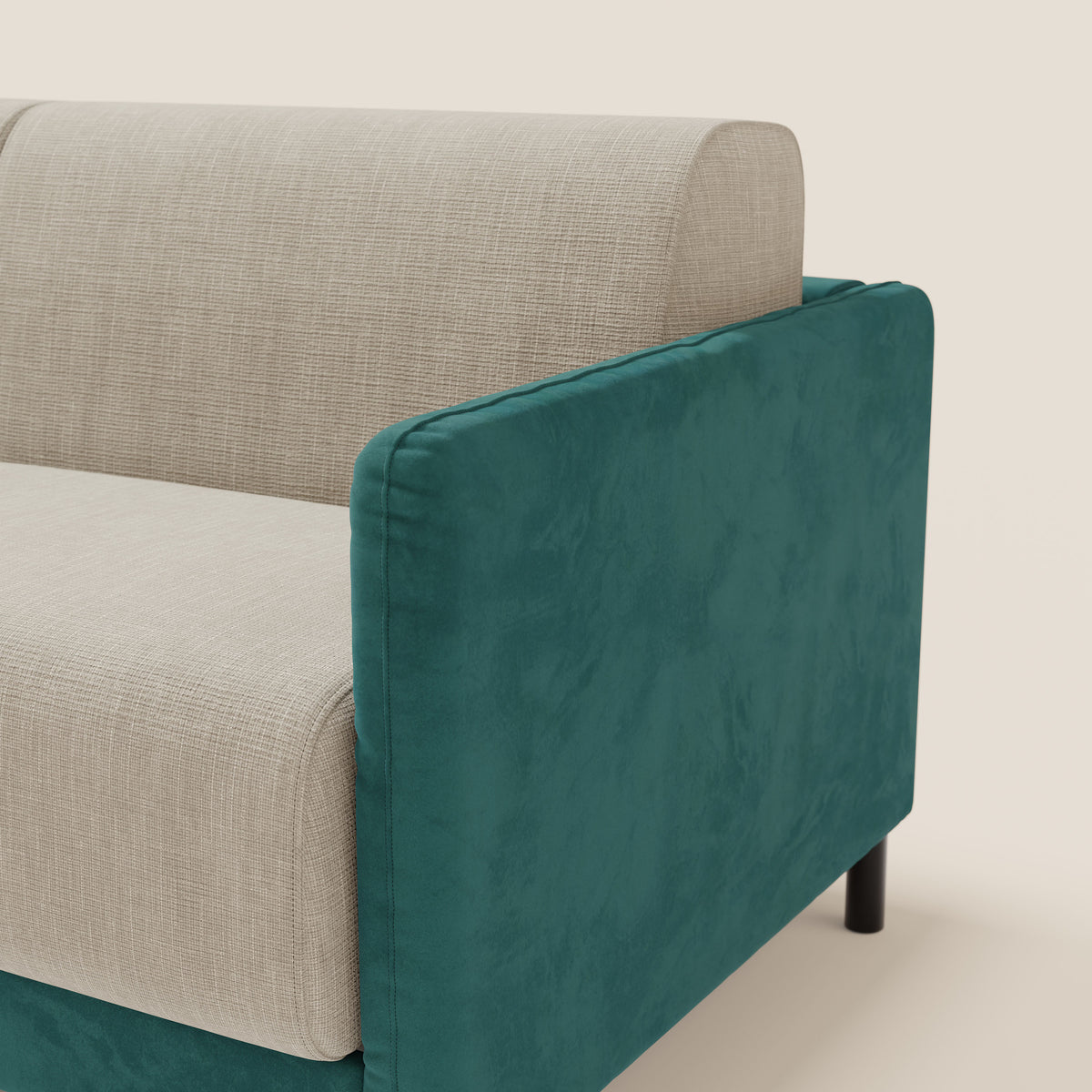 Narciso divano letto desing con materasso H18 cm bicolore con struttura in microfibra smacchiabile e imbottiture in elegante tessuto impermeabile T06 - divitt.sbs