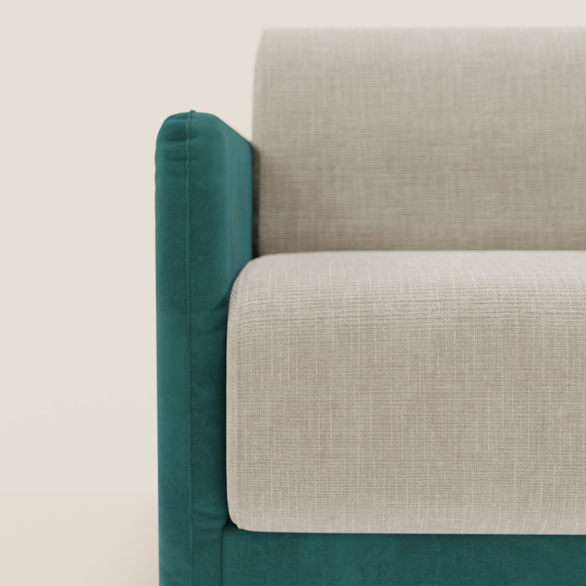 Narciso divano letto desing con materasso H18 cm bicolore con struttura in microfibra smacchiabile e imbottiture in elegante tessuto impermeabile T06 - divitt.sbs