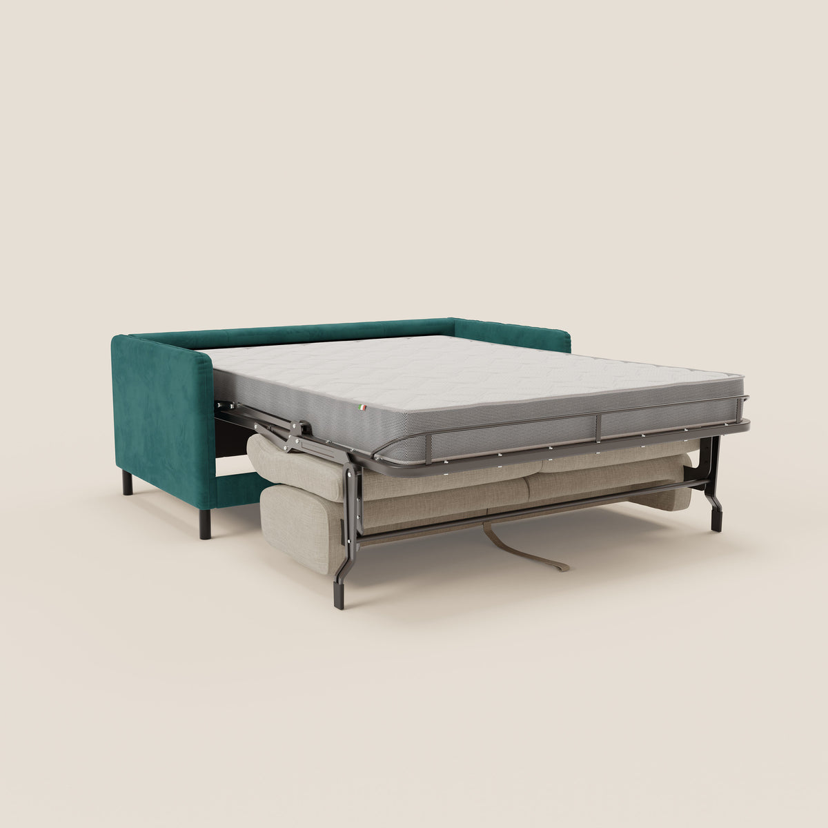 Narciso divano letto desing con materasso H18 cm bicolore con struttura in microfibra smacchiabile e imbottiture in elegante tessuto impermeabile T06 - divitt.sbs