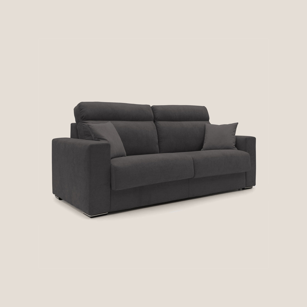 Nikita Divano letto matrimoniale con schienale morbido alto e rivestimento T02 nero - divitt.sbs
