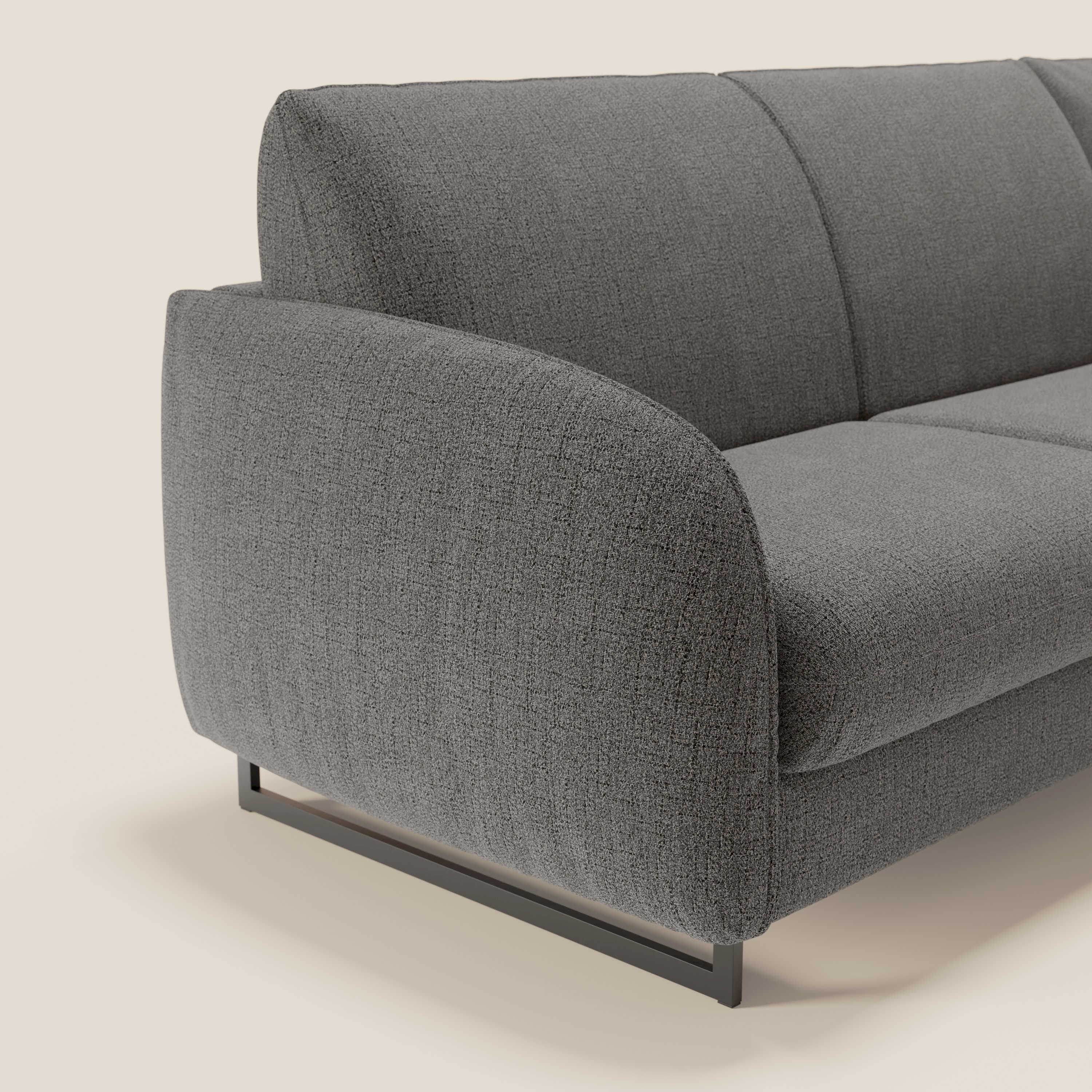 Ninfea Divano Letto Angolare con Penisola Contenitore e Materasso H18 cm - piedini in metallo e Tessuto impermeabile T03 - divitt.sbs