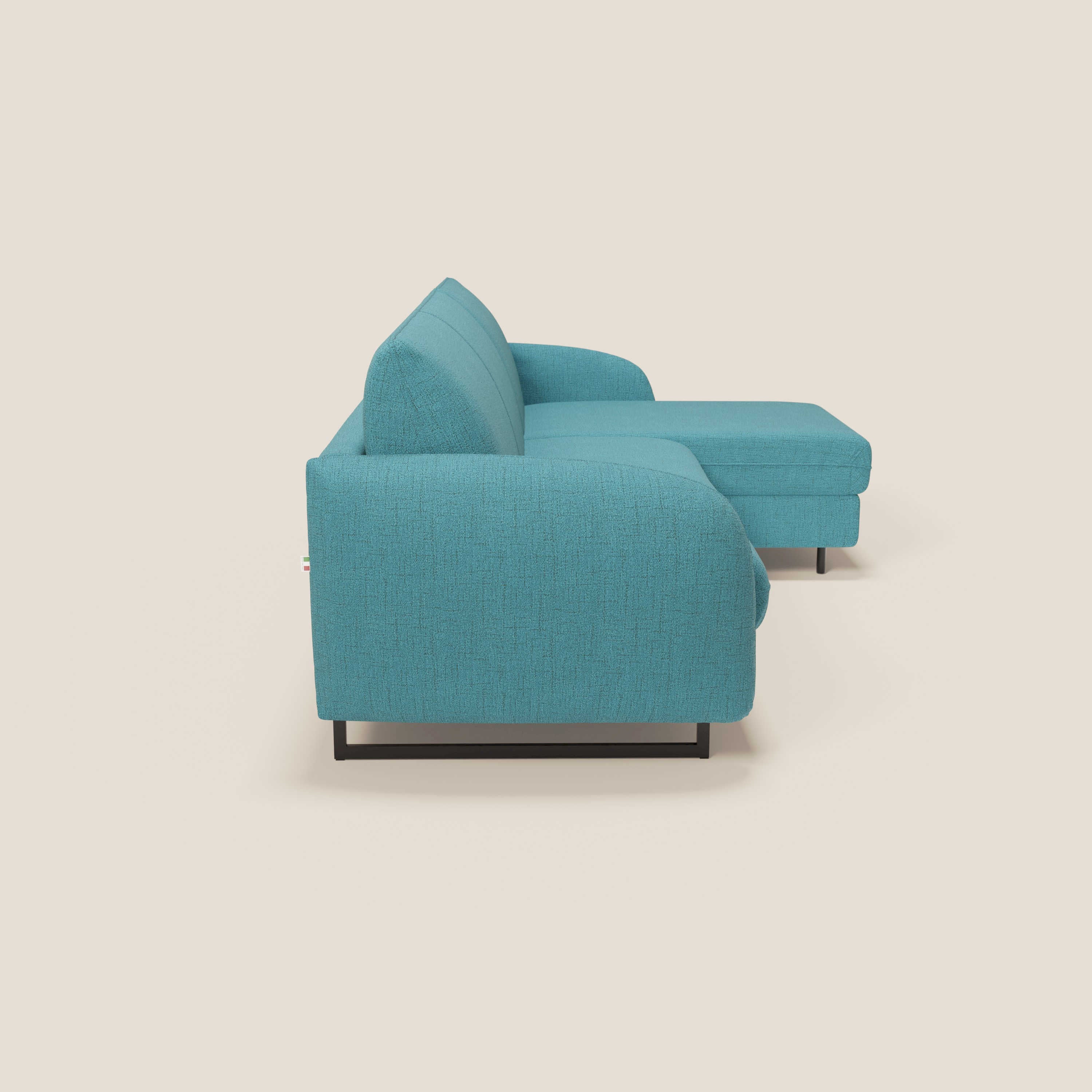 Ninfea Divano Letto Angolare con Penisola Contenitore e Materasso H18 cm - piedini in metallo e Tessuto impermeabile T03 - divitt.sbs