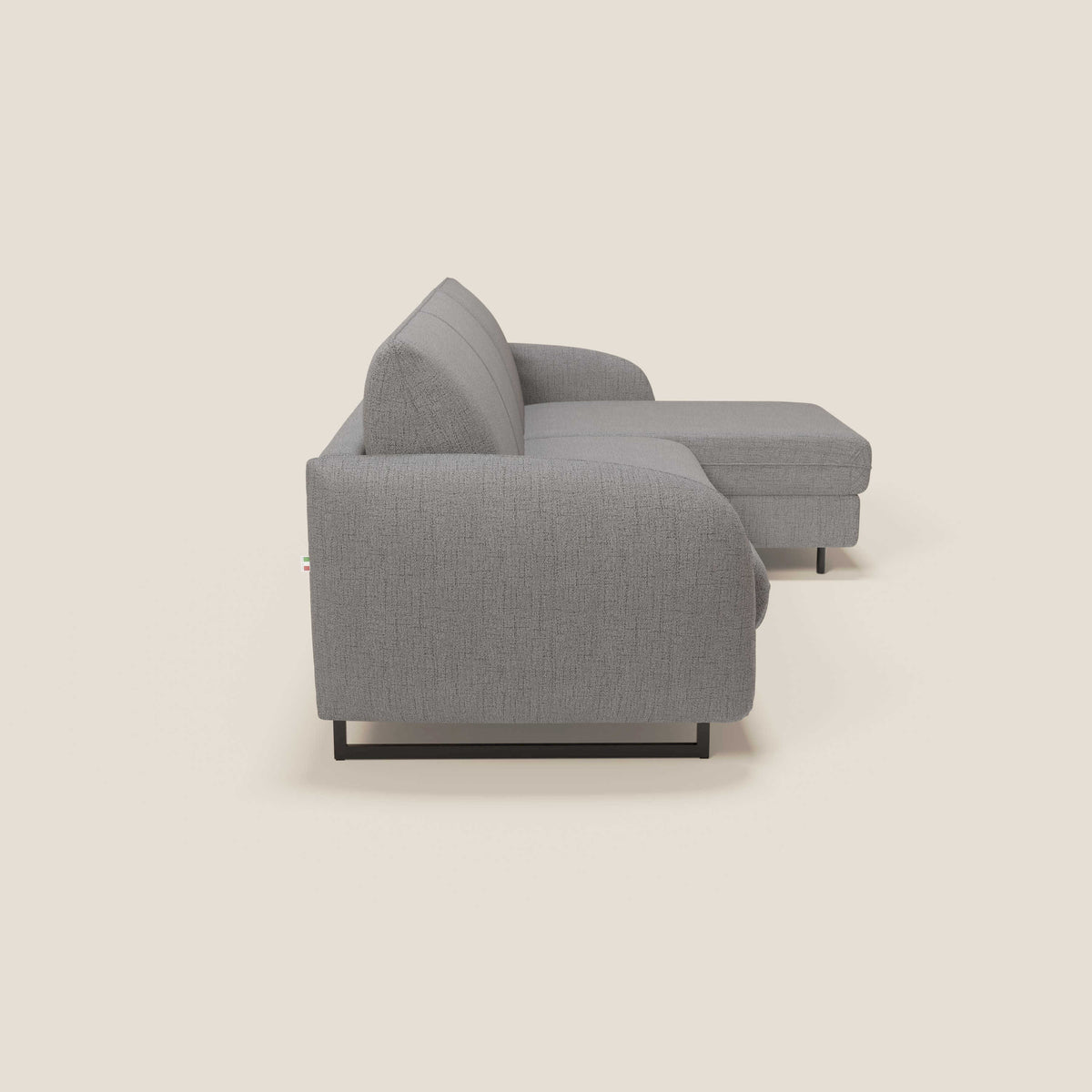 Ninfea Divano Letto Angolare con Penisola Contenitore e Materasso H18 cm - piedini in metallo e Tessuto impermeabile T03 - divitt.sbs