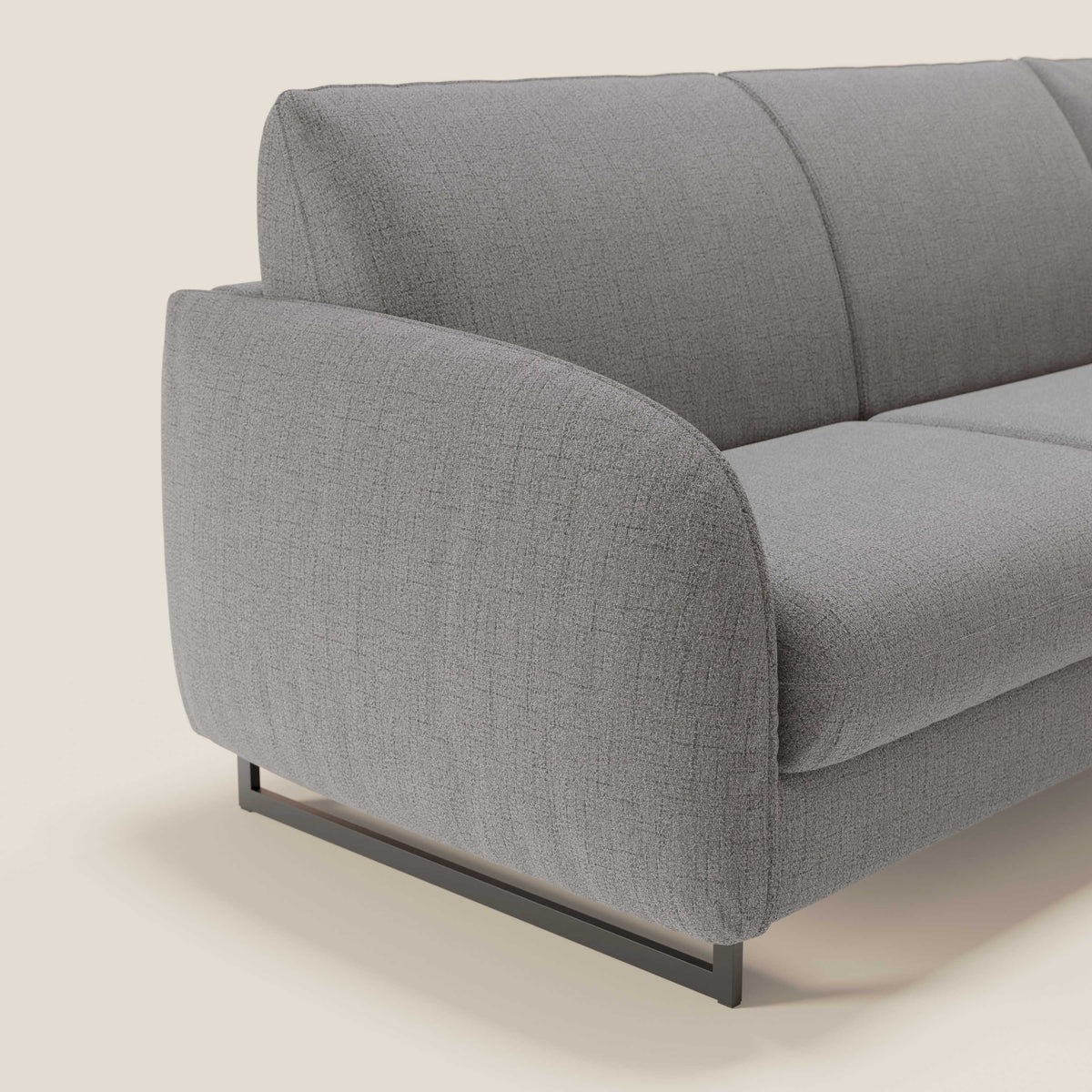 Ninfea Divano Letto Angolare con Penisola Contenitore e Materasso H18 cm - piedini in metallo e Tessuto impermeabile T03 - divitt.sbs