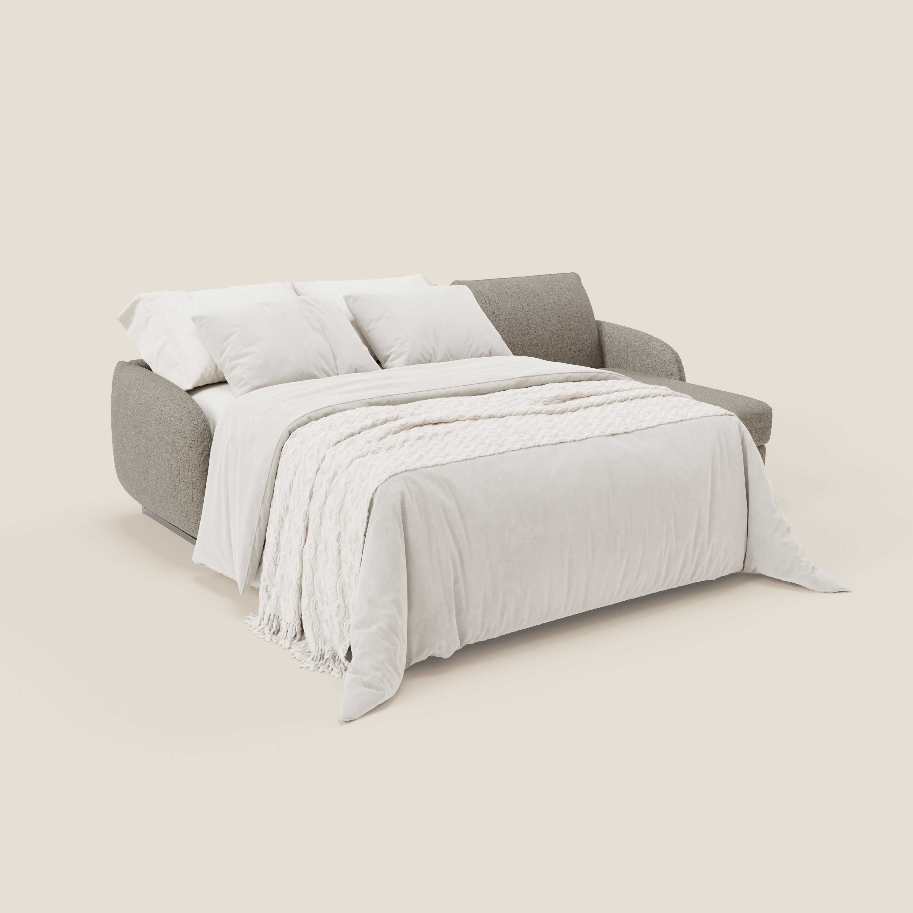 Ninfea Divano Letto Angolare con Penisola Contenitore e Materasso H18 cm - piedini in metallo e Tessuto impermeabile T03 - divitt.sbs