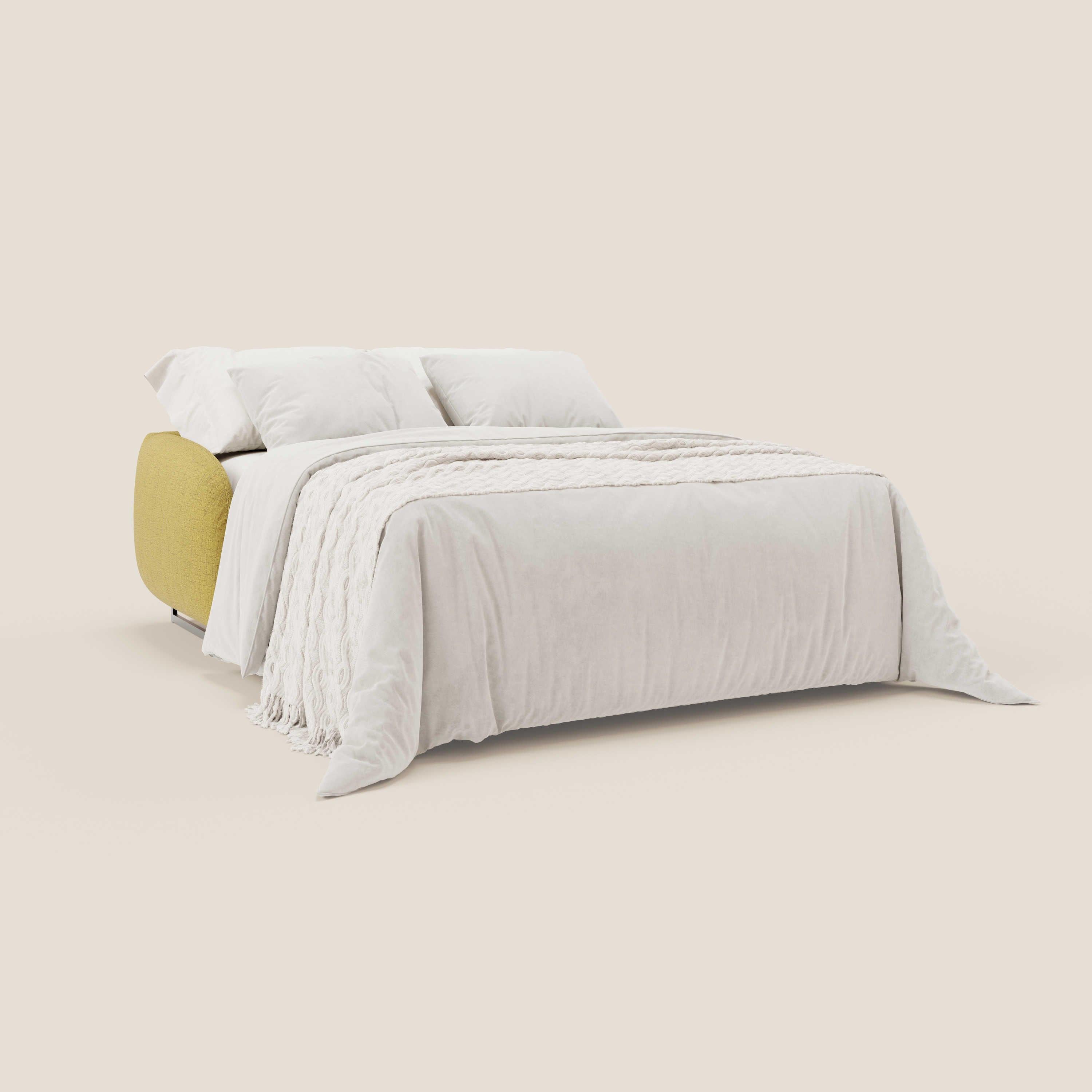 Ninfea divano letto Design Morbido con Piedini alti in Metallo e Materasso H18 cm in tessuto impermeabile T03 - divitt.sbs
