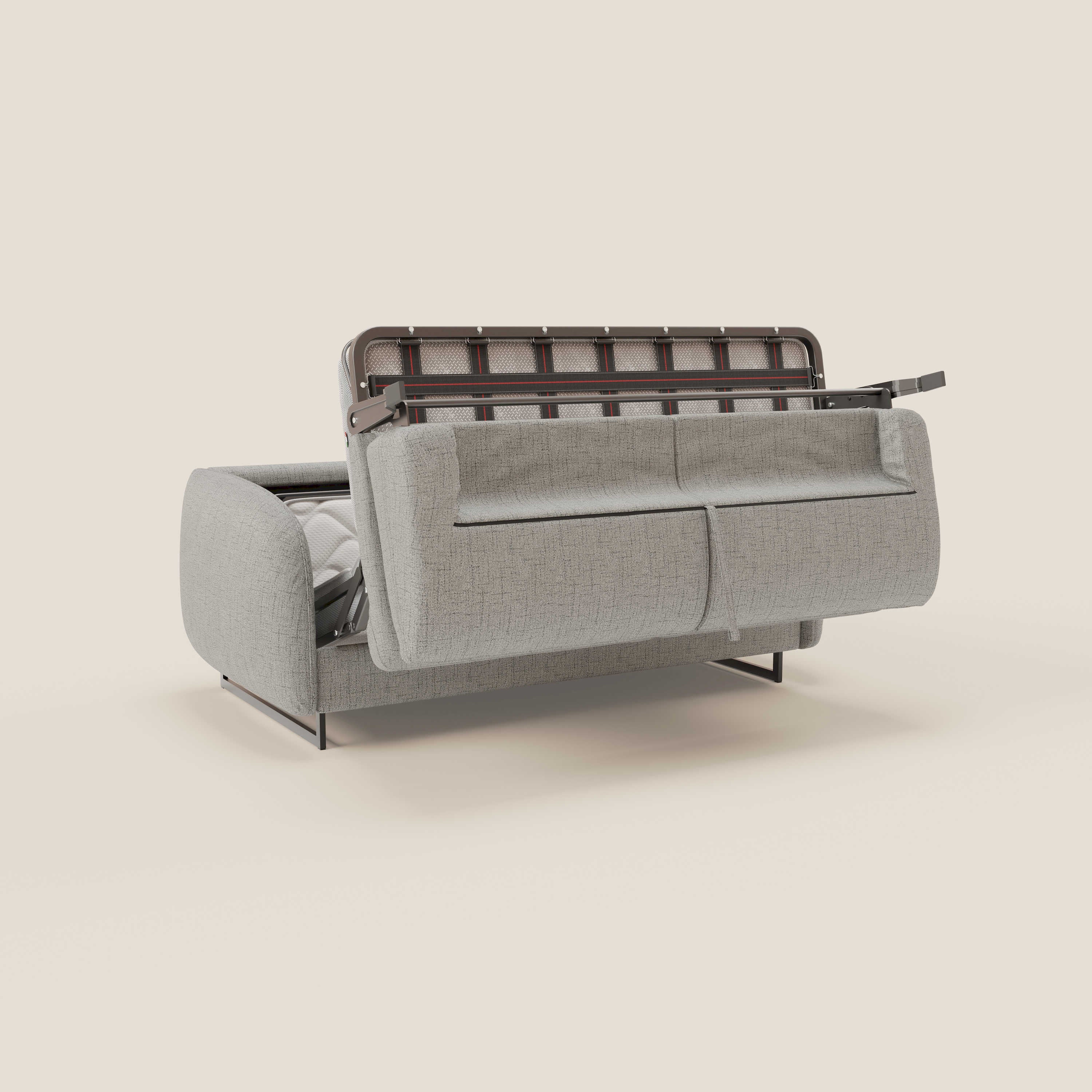 Ninfea divano letto Design Morbido con Piedini alti in Metallo e Materasso H18 cm in tessuto impermeabile T03 - divitt.sbs