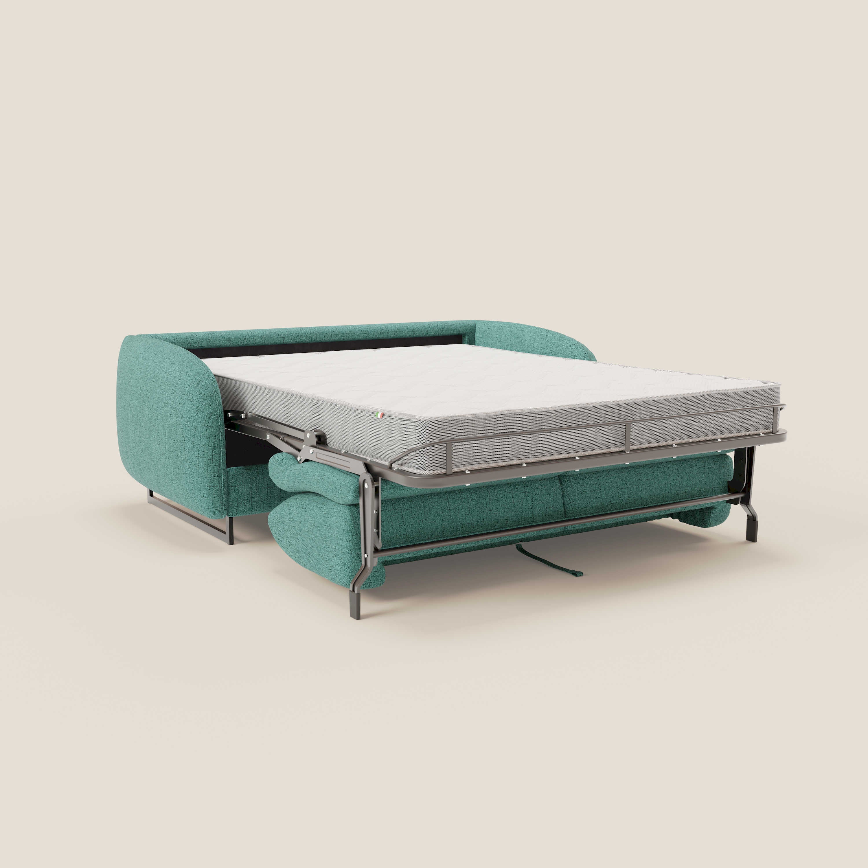 Ninfea divano letto Design Morbido con Piedini alti in Metallo e Materasso H18 cm in tessuto impermeabile T03 - divitt.sbs