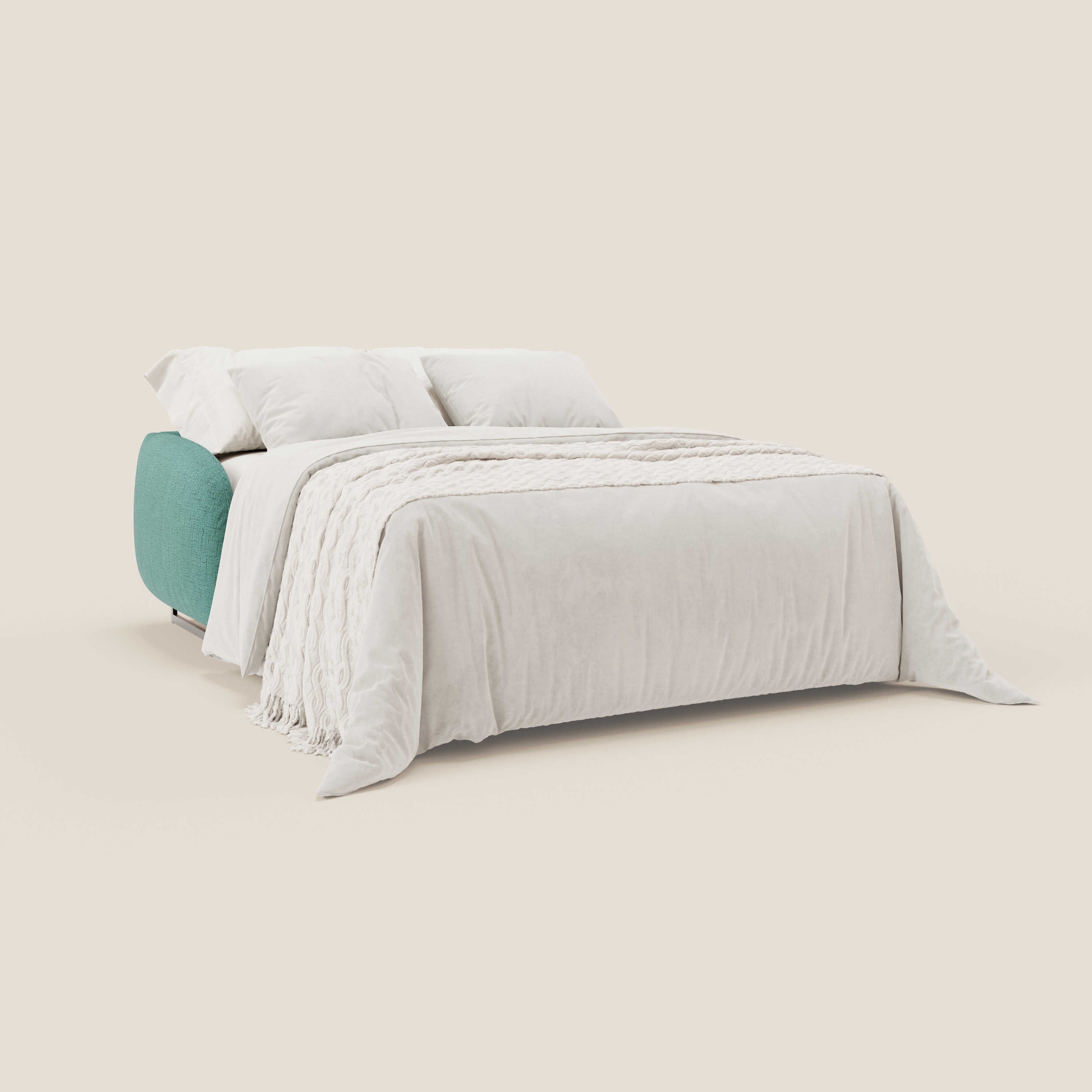 Ninfea divano letto Design Morbido con Piedini alti in Metallo e Materasso H18 cm in tessuto impermeabile T03 - divitt.sbs